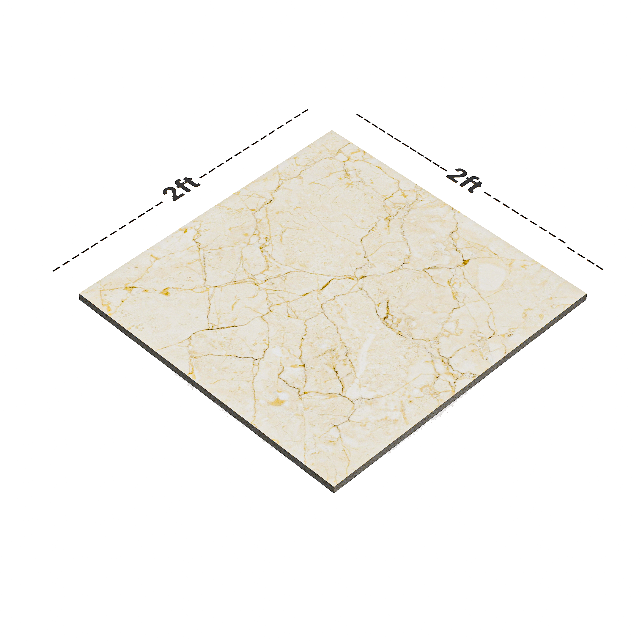 Dimension image of TL 02244 Liasa Cream 2 ft x 2 ft  Wall & Floor Tile - 9 mm | Material Depot