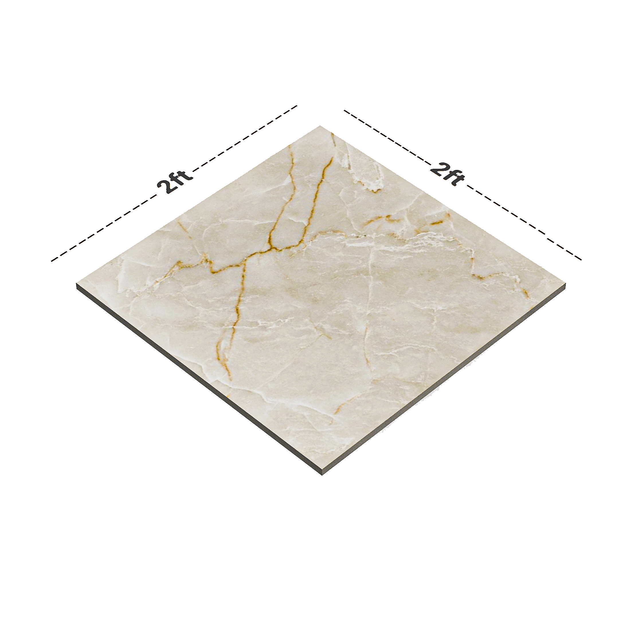 Dimension image of TL 02245 Atlantic Cream 2 ft x 2 ft  Wall & Floor Tile - 9 mm | Material Depot