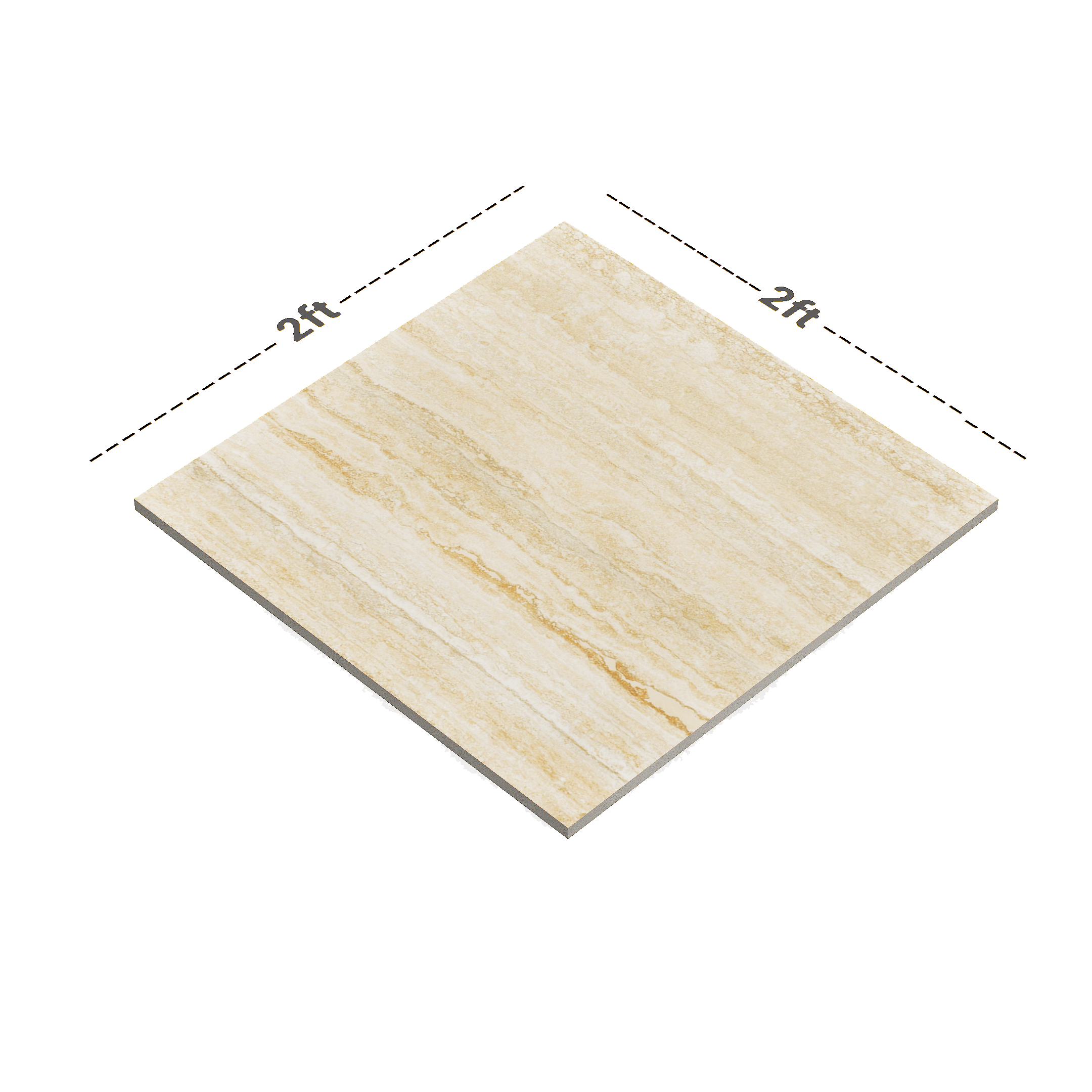 Dimension image of TL 02247 Dipo Beige 2 ft x 2 ft  Wall & Floor Tile - 9 mm | Material Depot