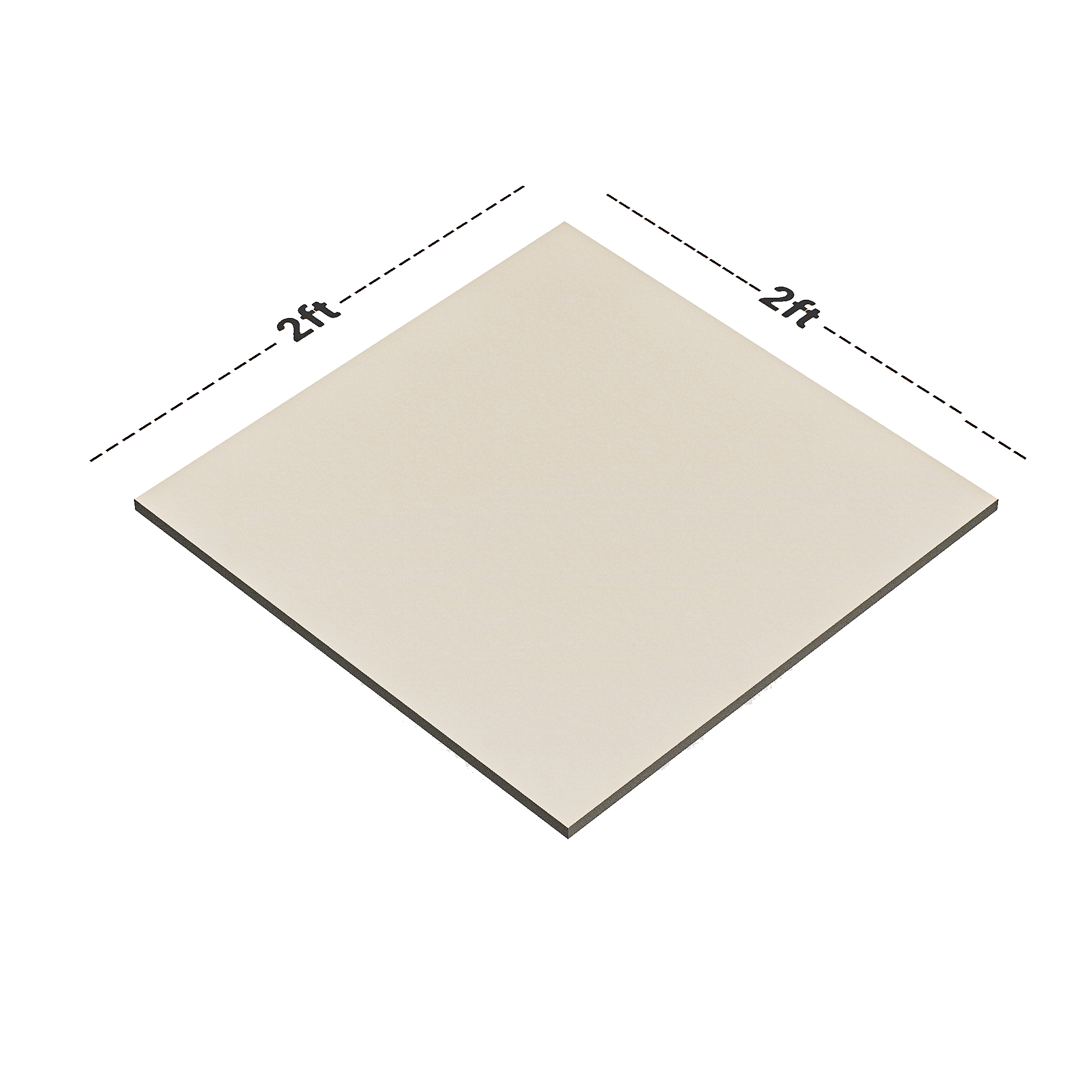 Dimension image of TL 02710 Ivory 600x600 mm Glossy Finish Tile | Material Depot