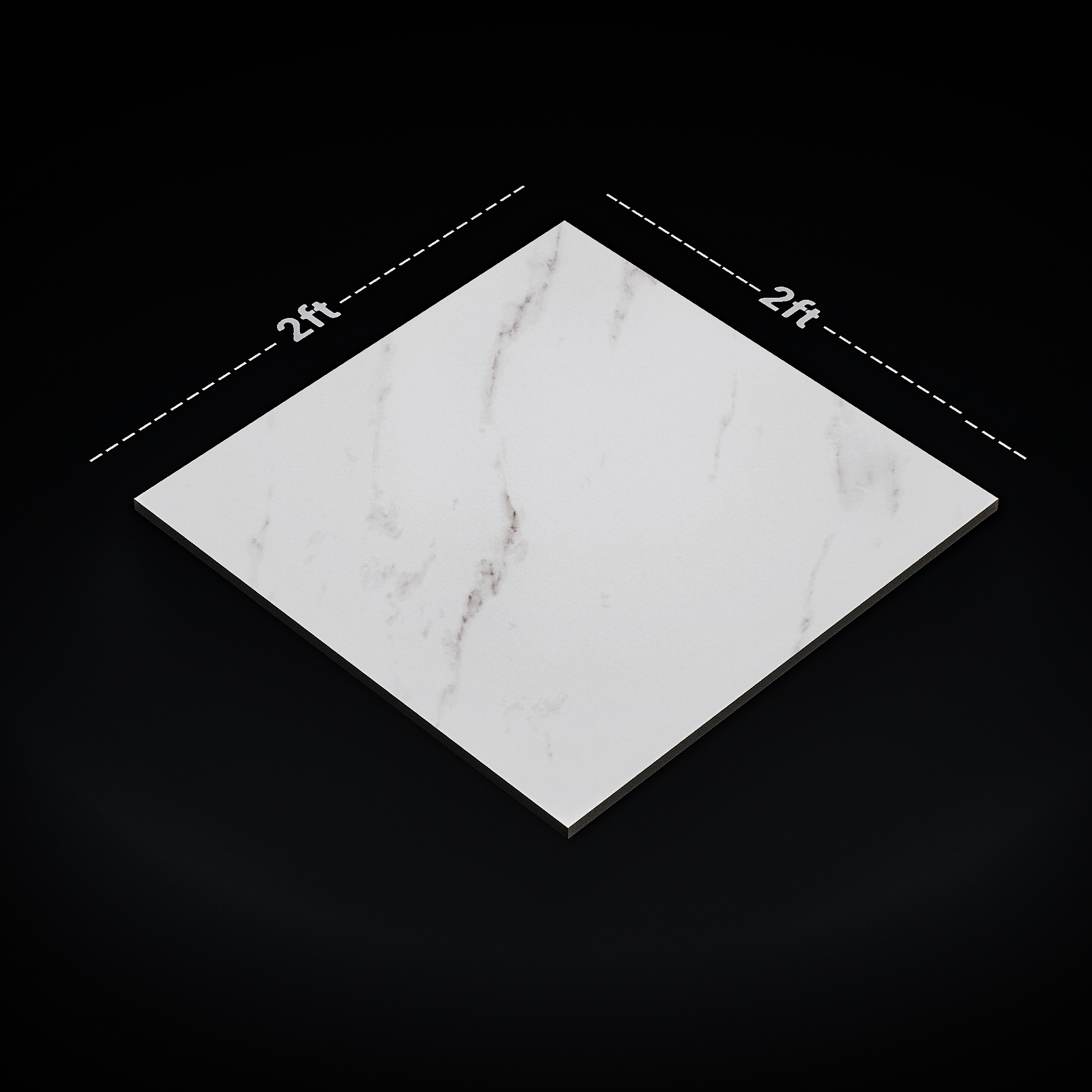 Dimension image of TL 02924 Pearl White 2 ft x 2 ft Glossy Finish Vitrified Floor & Wall Tile - 9.5 mm | Material Depot