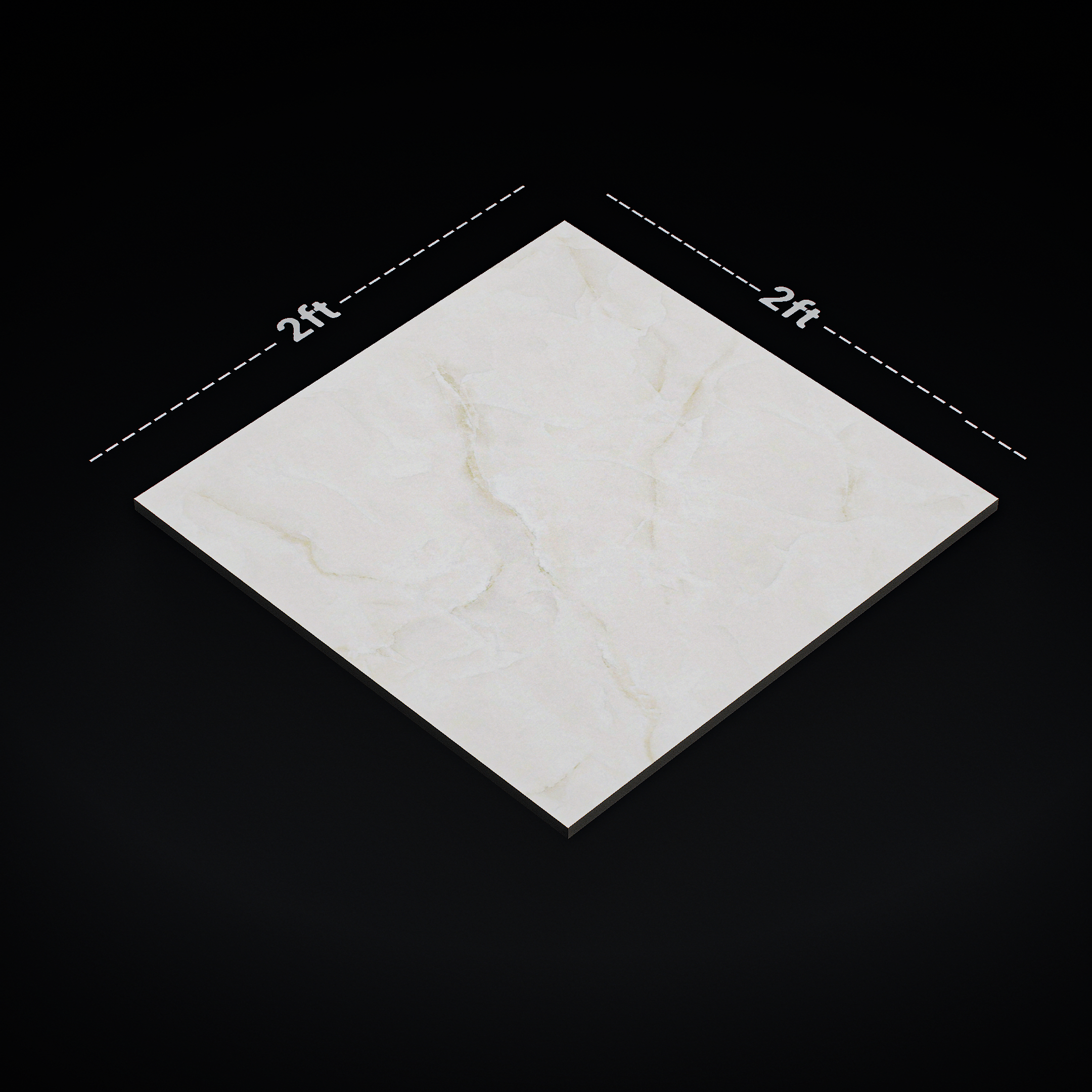 Dimension image of TL 02930 Bisque Cream 2 ft x 2 ft Glossy Finish Vitrified Floor & Wall Tile - 9.5 mm | Material Depot