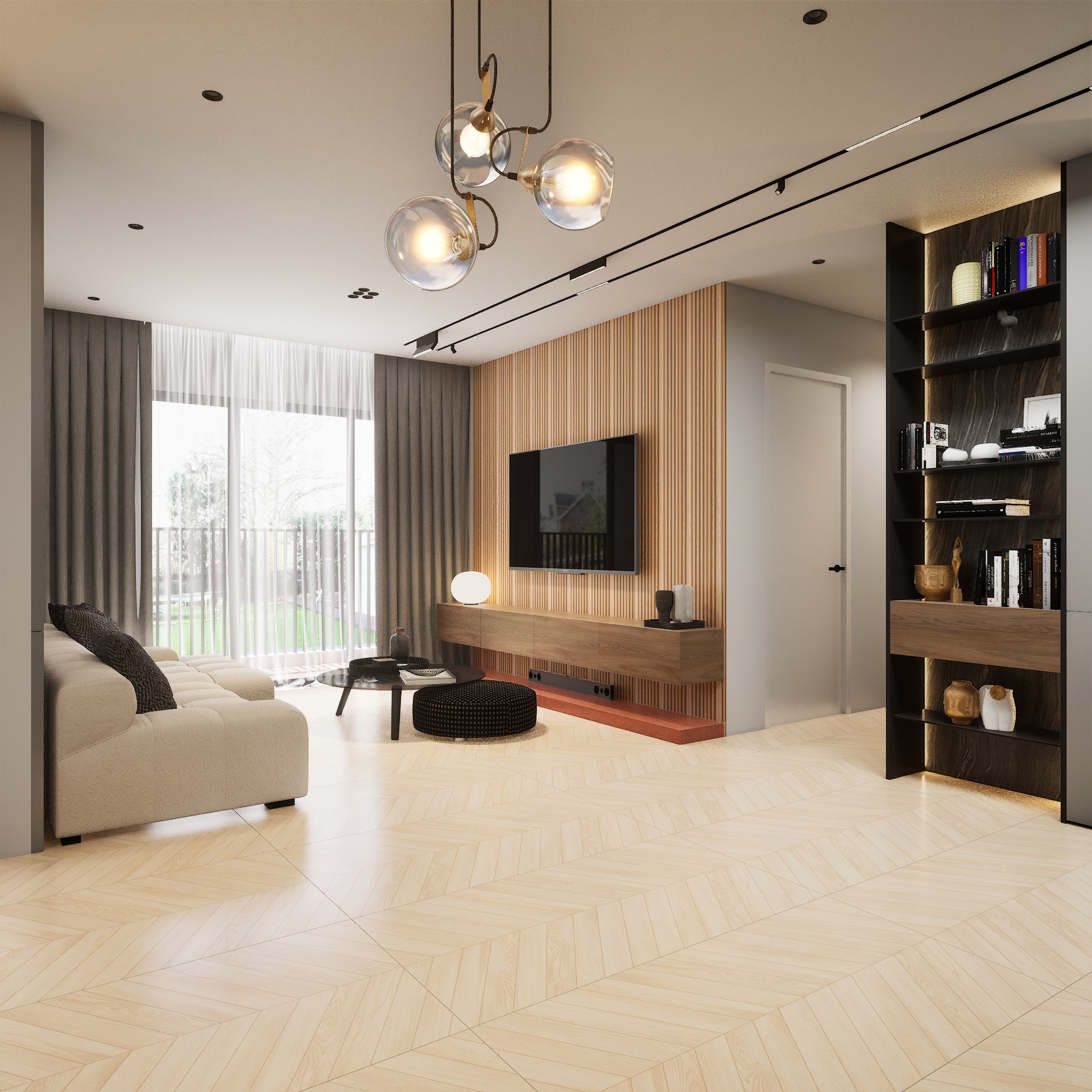 Murfi Crema 1200x600 mm Harringbone Surface GVT Tile - 9 mm | Material Depot