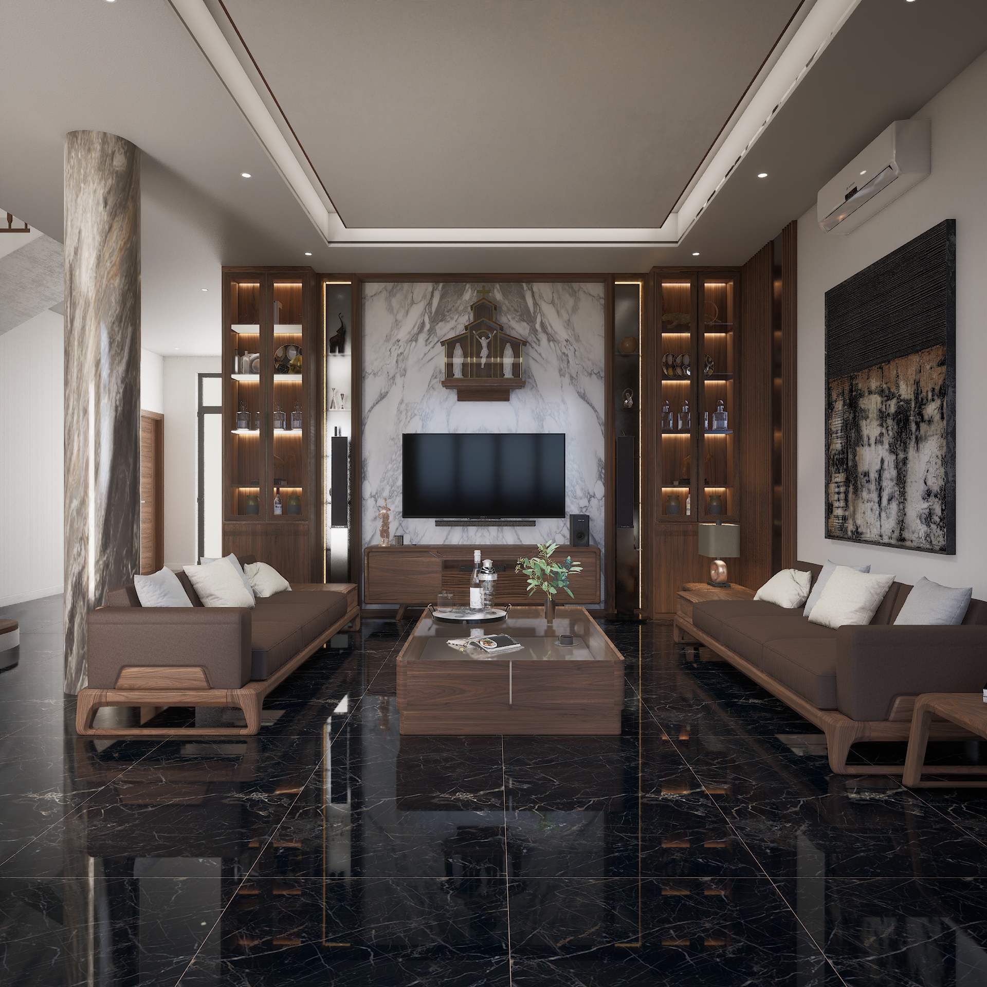 Natural Marble Look High Gloss Black Vitrified Marble Tile | 1200x600 mm MD 40432 | Material Depot