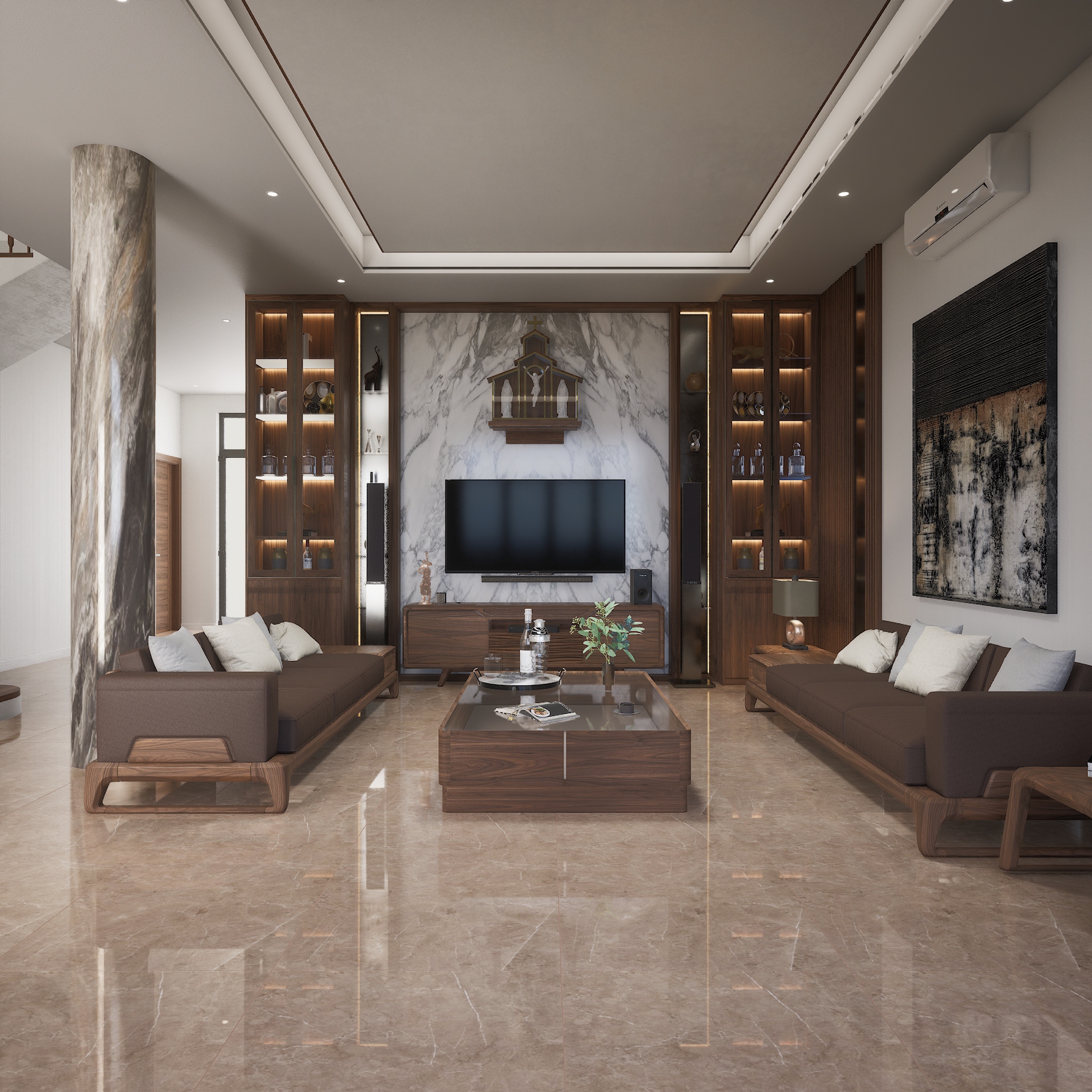 Brown 1200x600 mm Glossy Vitrified Marble Tile | MD-553114 | Material Depot