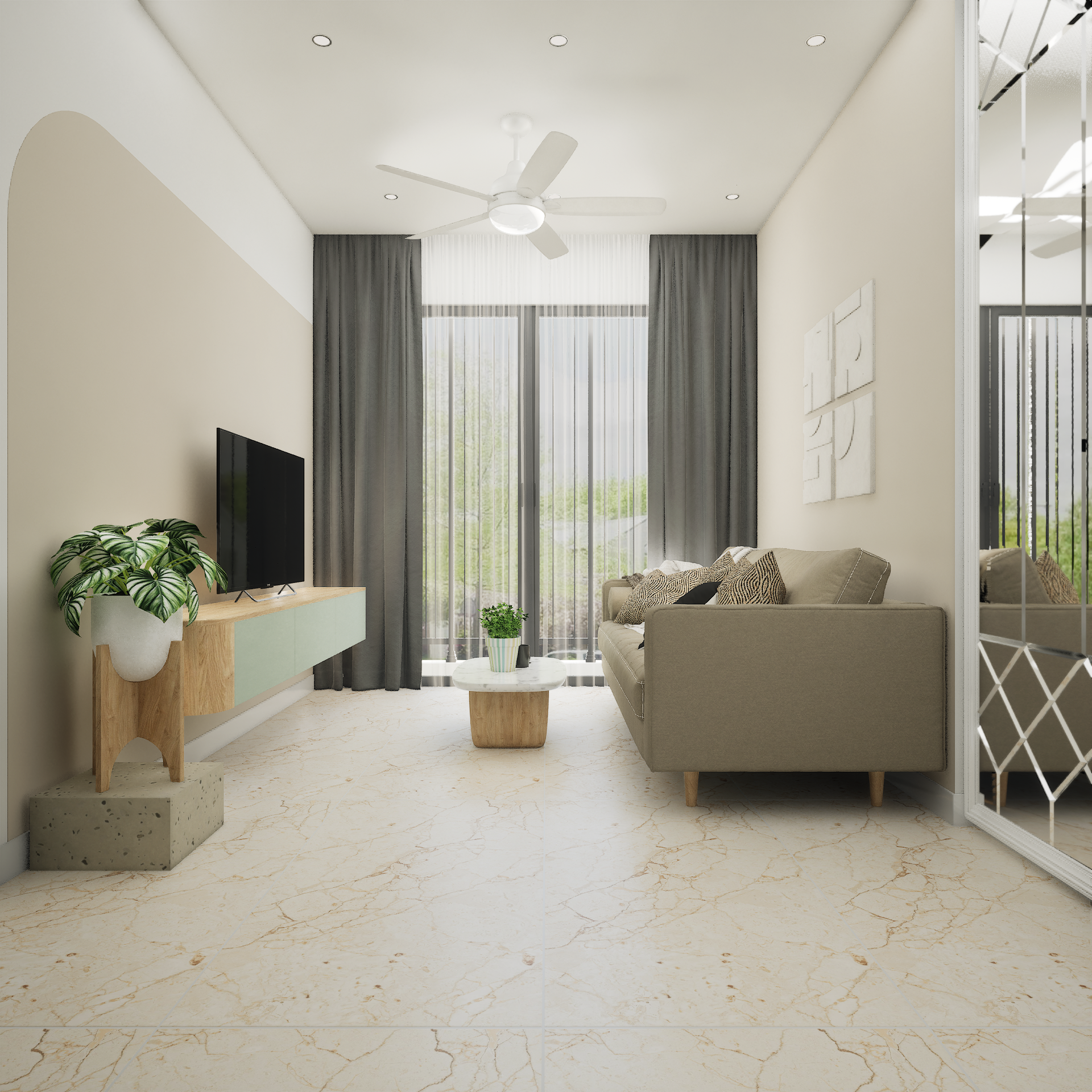 Dunexa Beige 1200x600 mm Carving Surface GVT Tile - 9 mm | Material Depot