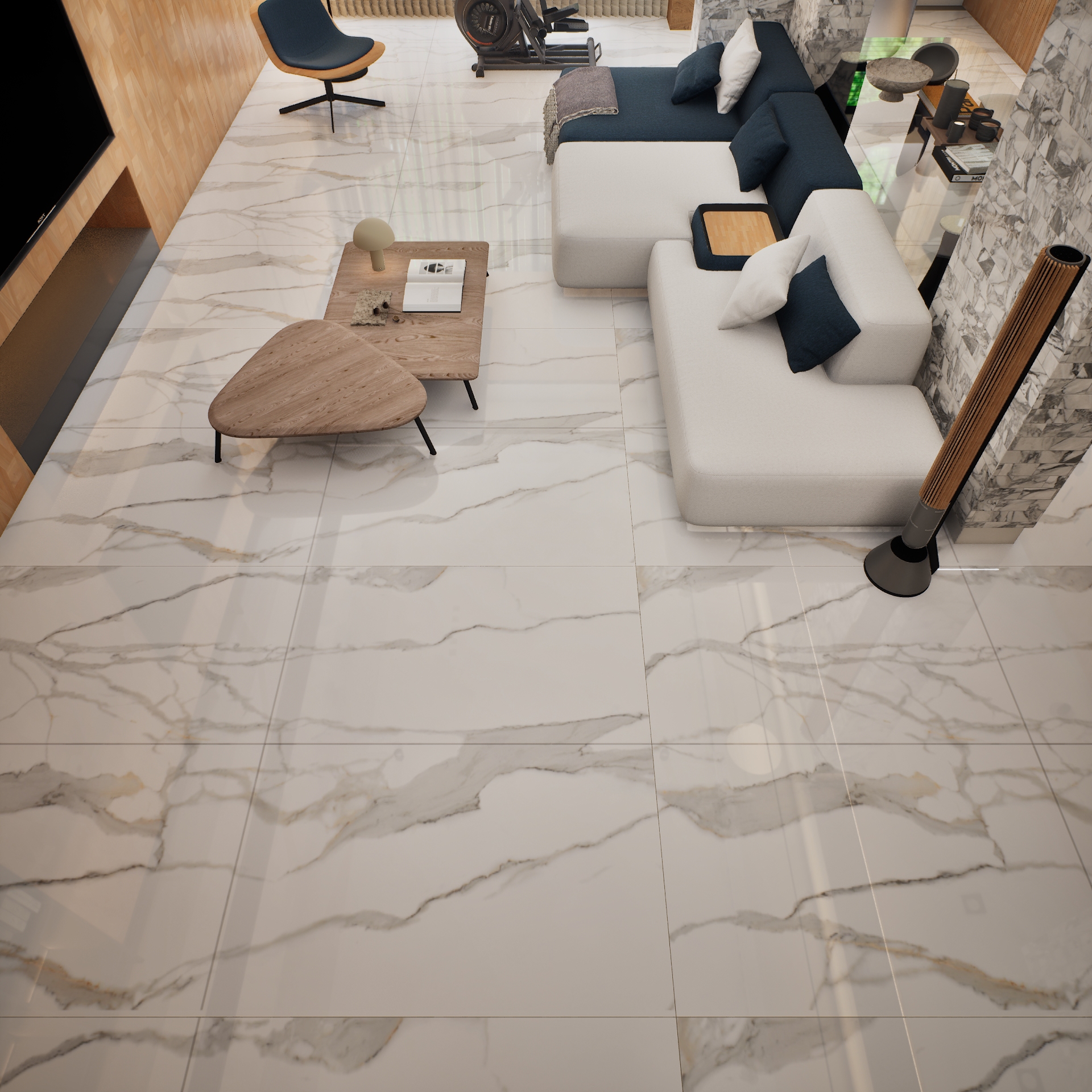 Rey Satrio Velencia 1200x600 mm Glossy Finish Infinito Octane Glaze Vitrified Floor and Wall Tile - 9 mm | Material Depot