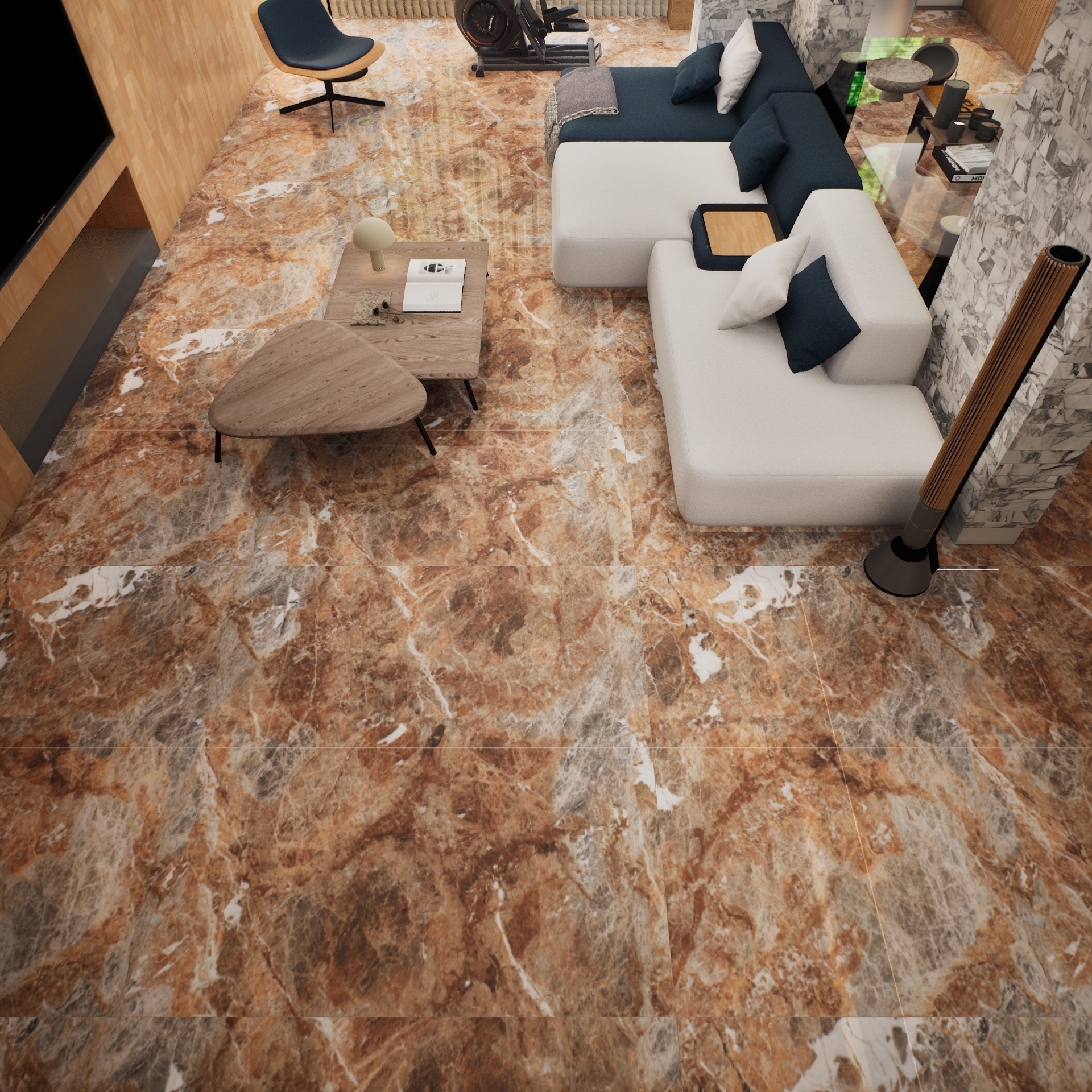 600 X 1200 mm Stonella Brown Glazed Vitrified Floor Tile - Glossy Finish -  Flooring, Vitrified Floor Tiles - Buy 600 X 1200 mm Stonella Brown Glazed  Vitrified Floor Tile - Glossy
