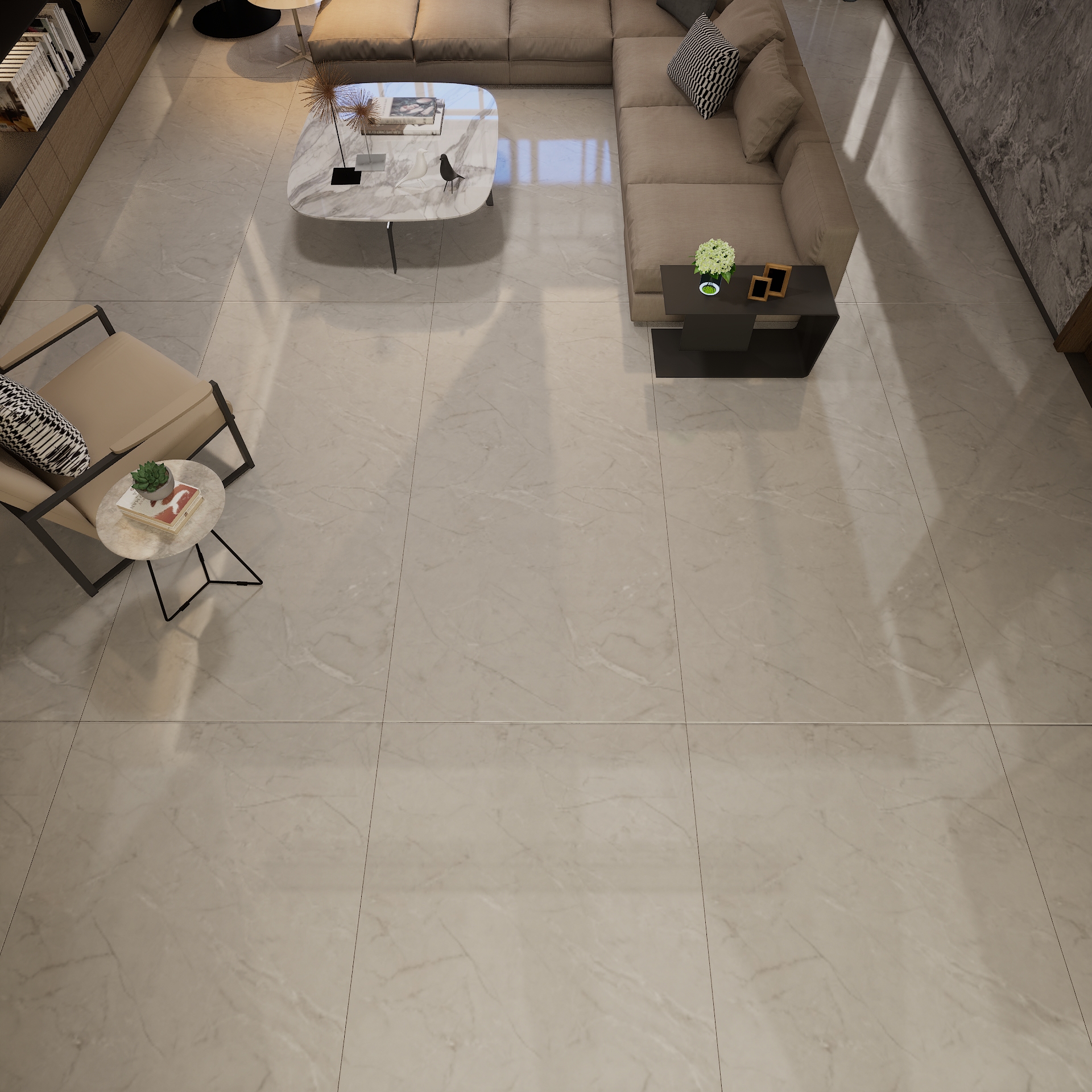 Rey Arcadia Grey 1600x800 mm Glossy Finish Glaze Vitrified Floor and Wall Tile - 9 mm | Material Depot