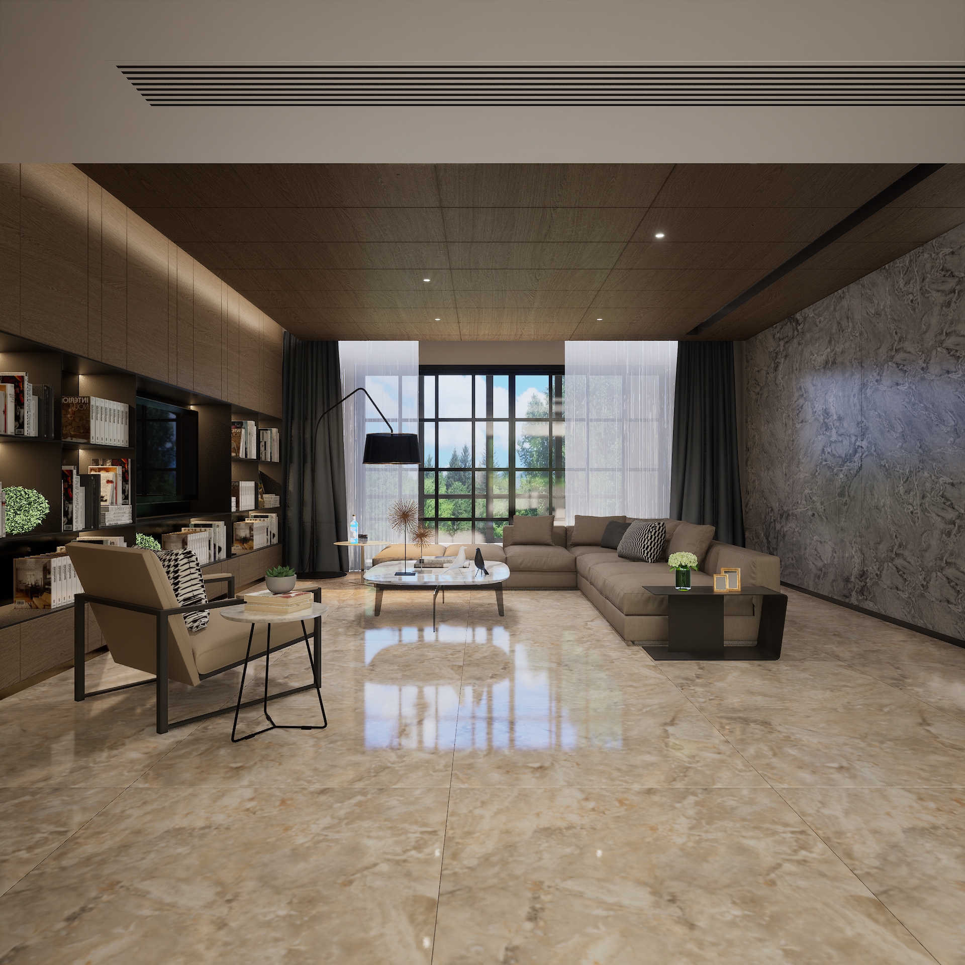 Rey Lunesis Brown 1600x800 mm Glossy Finish Glaze Vitrified Floor and Wall Tile - 9 mm | Material Depot