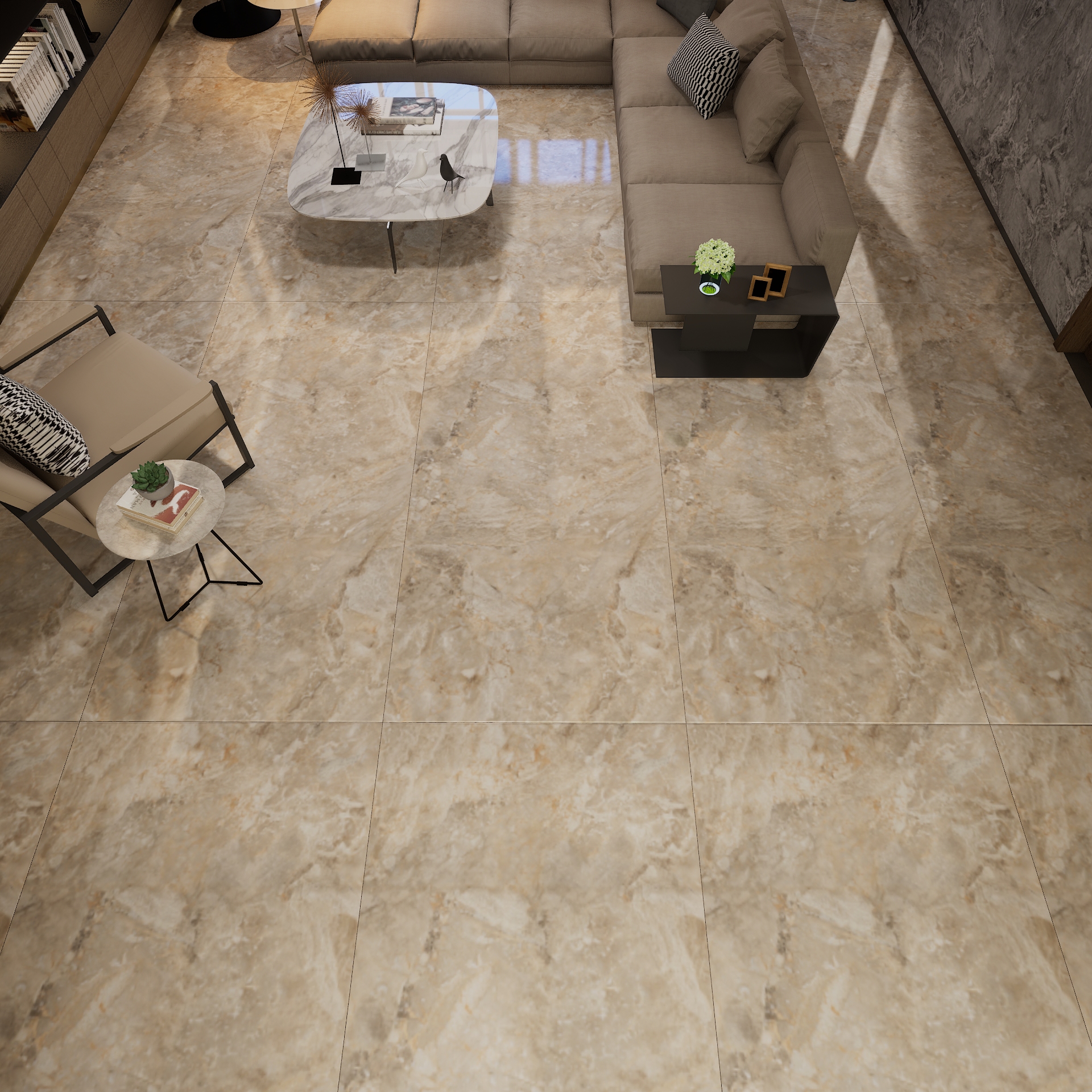 Rey Lunesis Brown 1600x800 mm Glossy Finish Glaze Vitrified Floor and Wall Tile - 9 mm | Material Depot