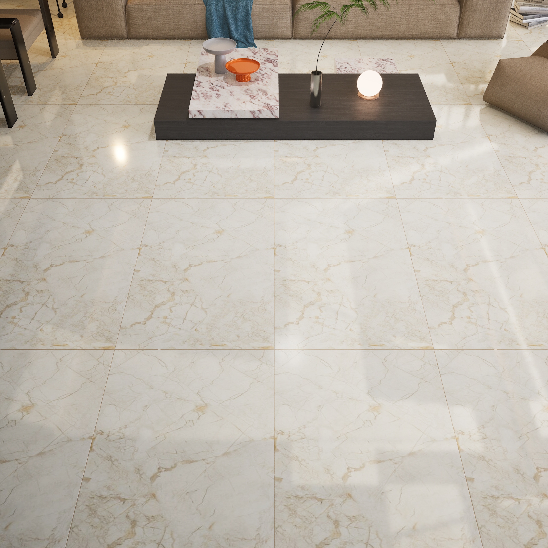 Regal Beige 1200x1200 Glossy Finish Vitrified Floor Tile - 9 mm