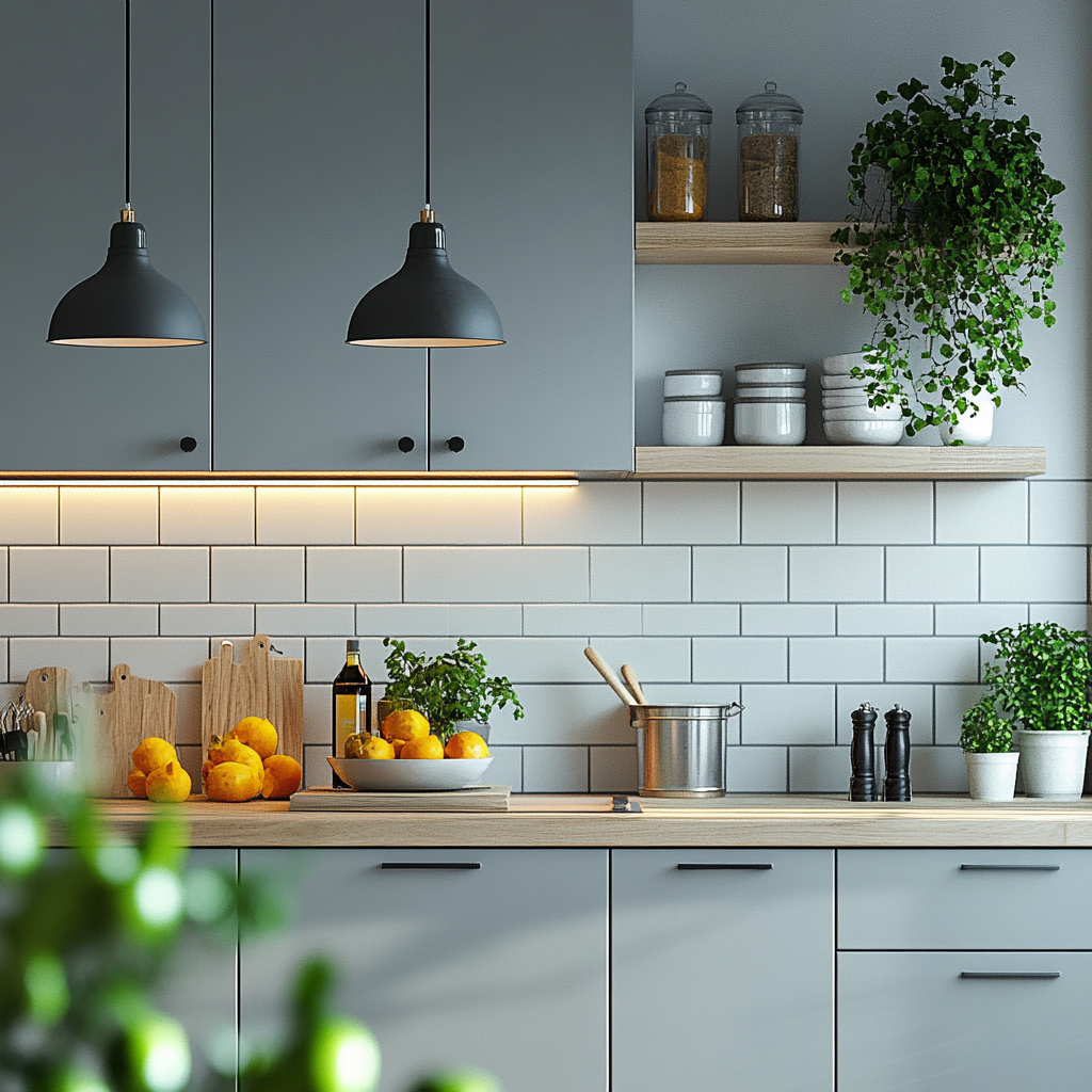 A Serene Grey Kitchen: A Minimalist Space with Natural Touches | Material Depot