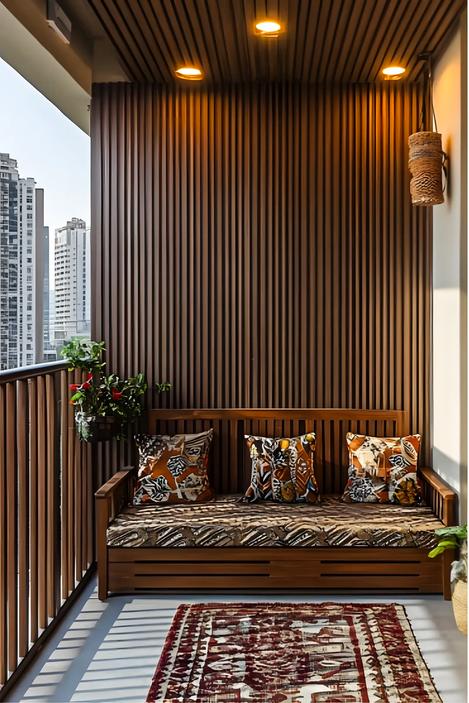 Balcony With Attractive Wooden Paneling | Material Depot