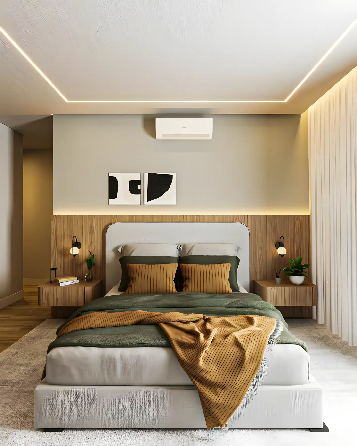 Bedroom With Natural Wooden Materials Units | Material Depot