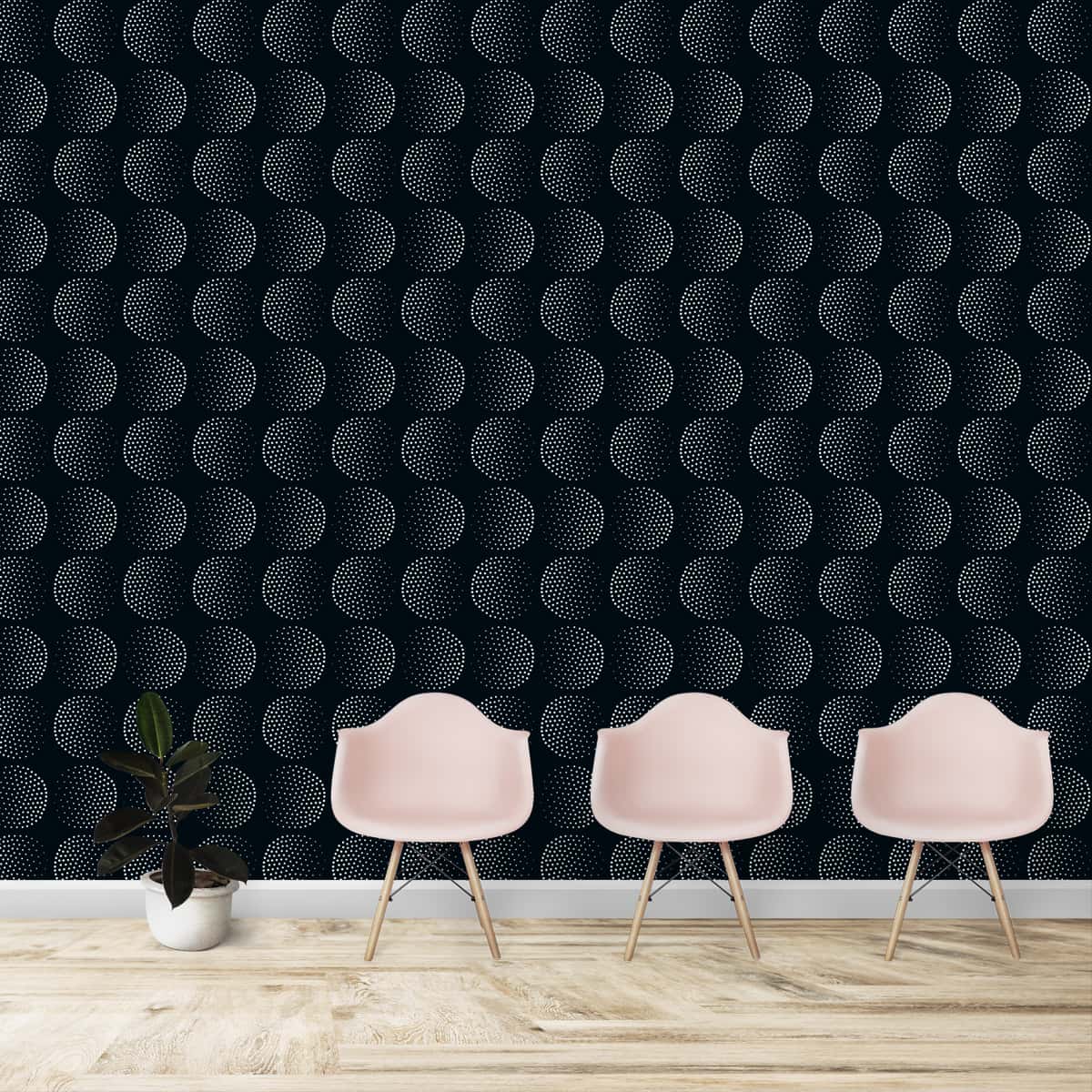 A close-up of a 3D Black and White Abstract Art Wallpaper for Walls 19.6 Inches(W) x 420 Inches(H) Atarangi Series 3D Patterned - 57 Sq. Ft. with a finish available at Material Depot in Bangalore