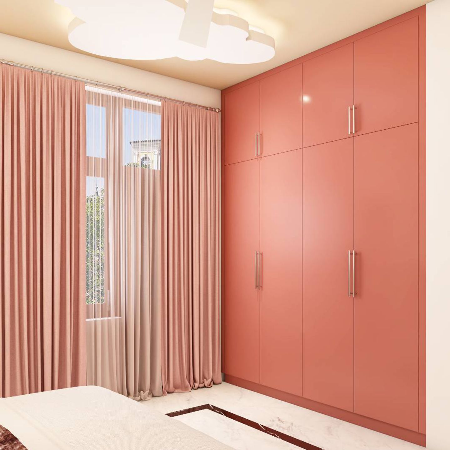 Chic Pink Wardrobe in Tranquil Pink-White Room