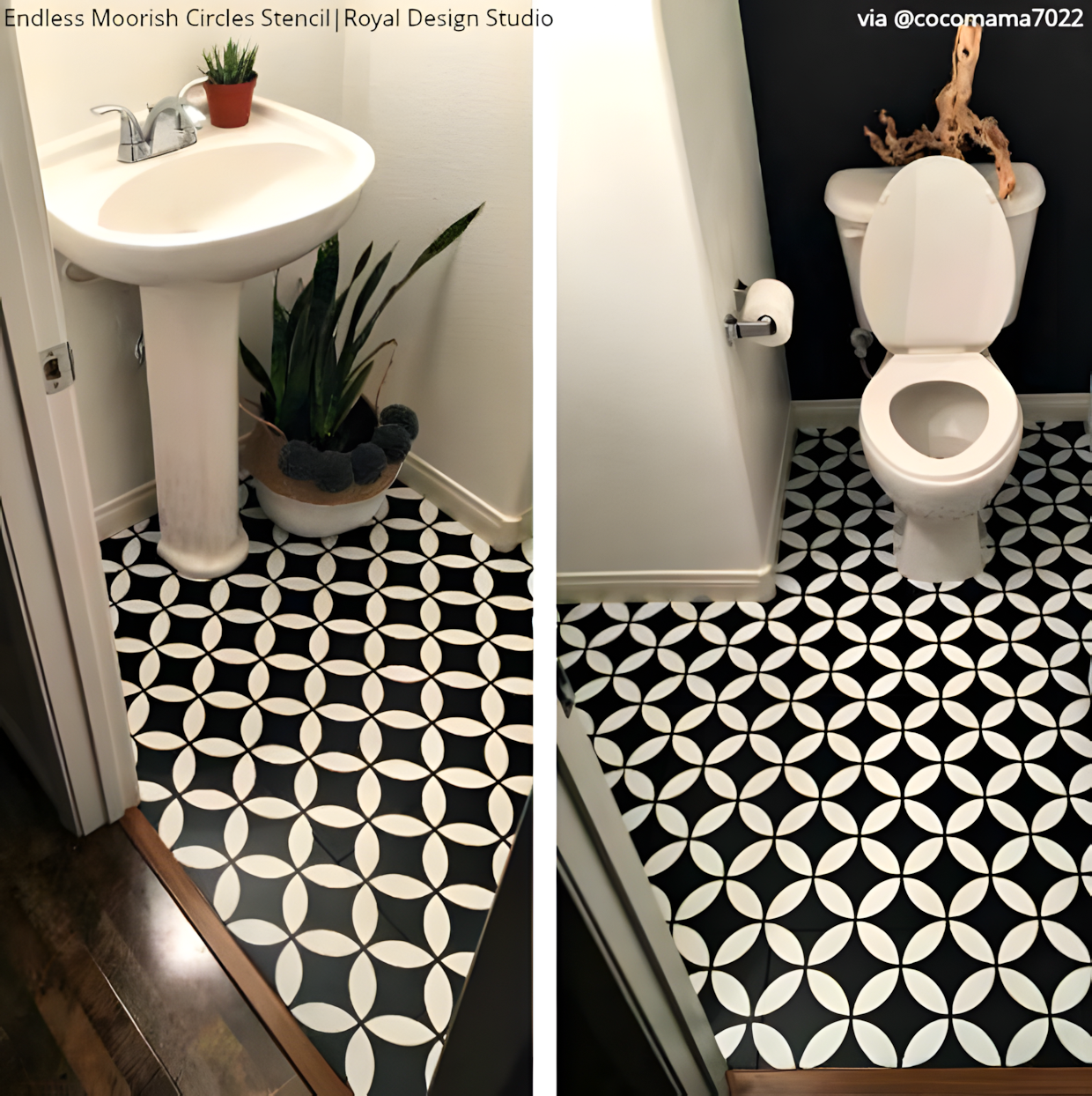 Bold Moorish Circle Floor Tiles for a Compact Powder Room | Material Depot