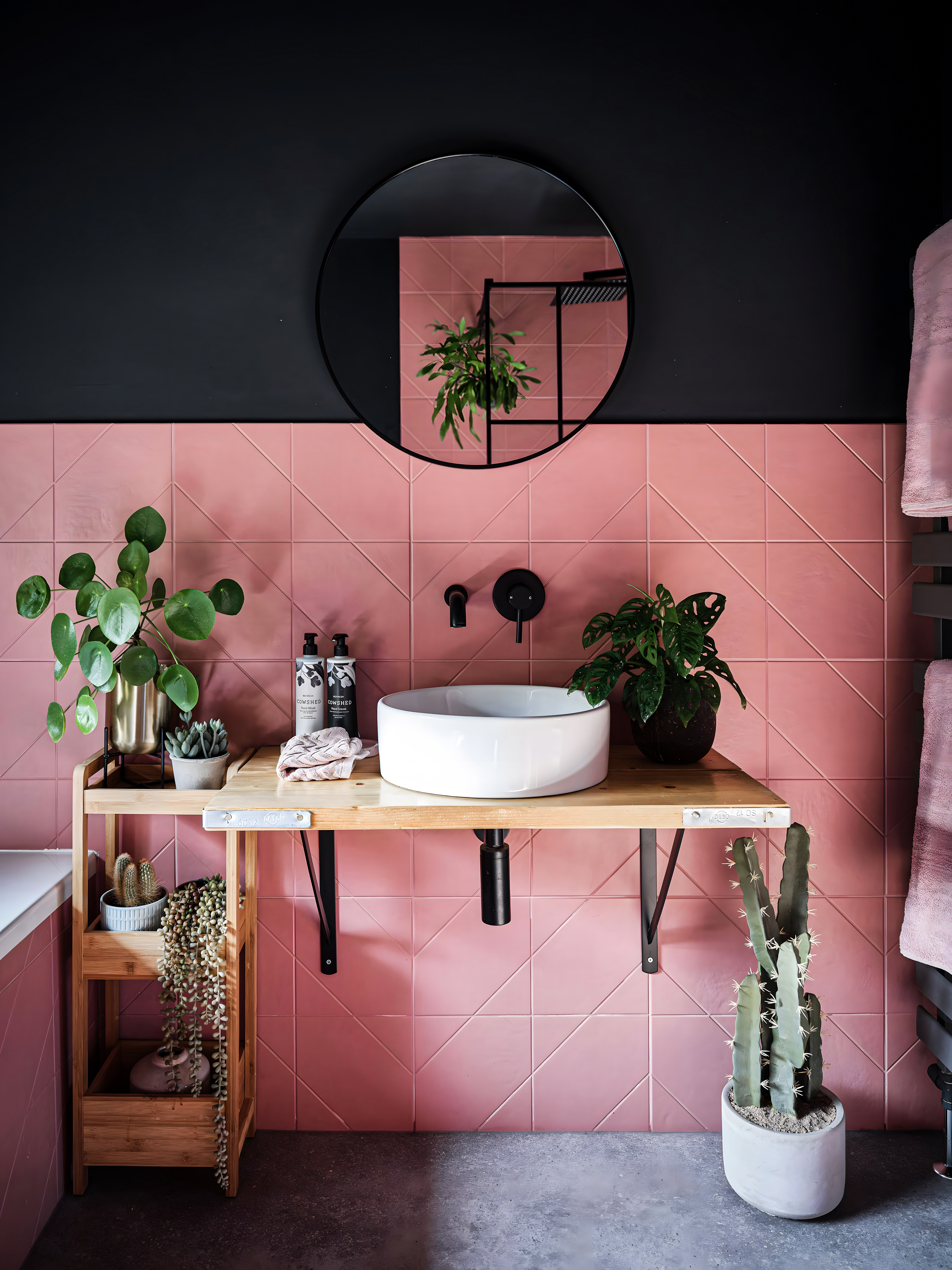 Botanical Bliss: Pink Bathroom Oasis | Material Depot