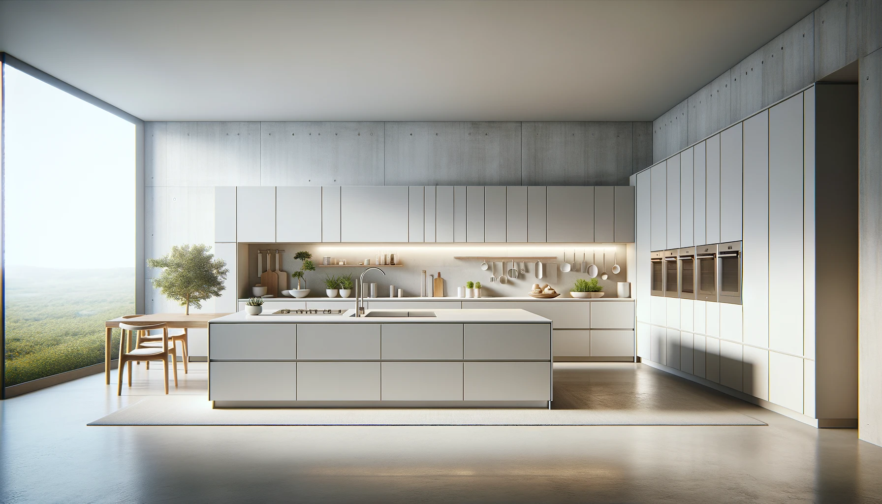 Bright Minimalist Kitchen with Expansive Views and Refined Laminiates | Material Depot