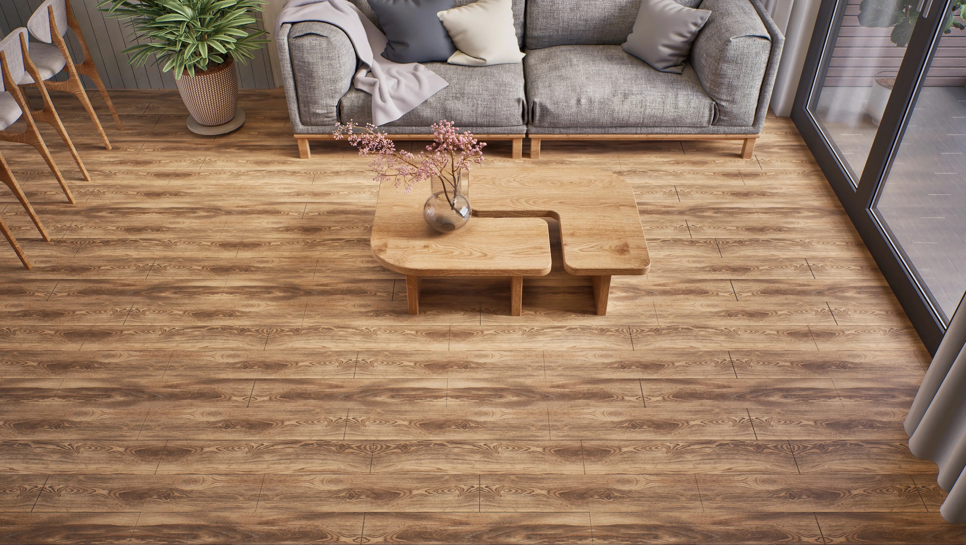 Charming Living Room with Natural Wood Flooring | Material Depot