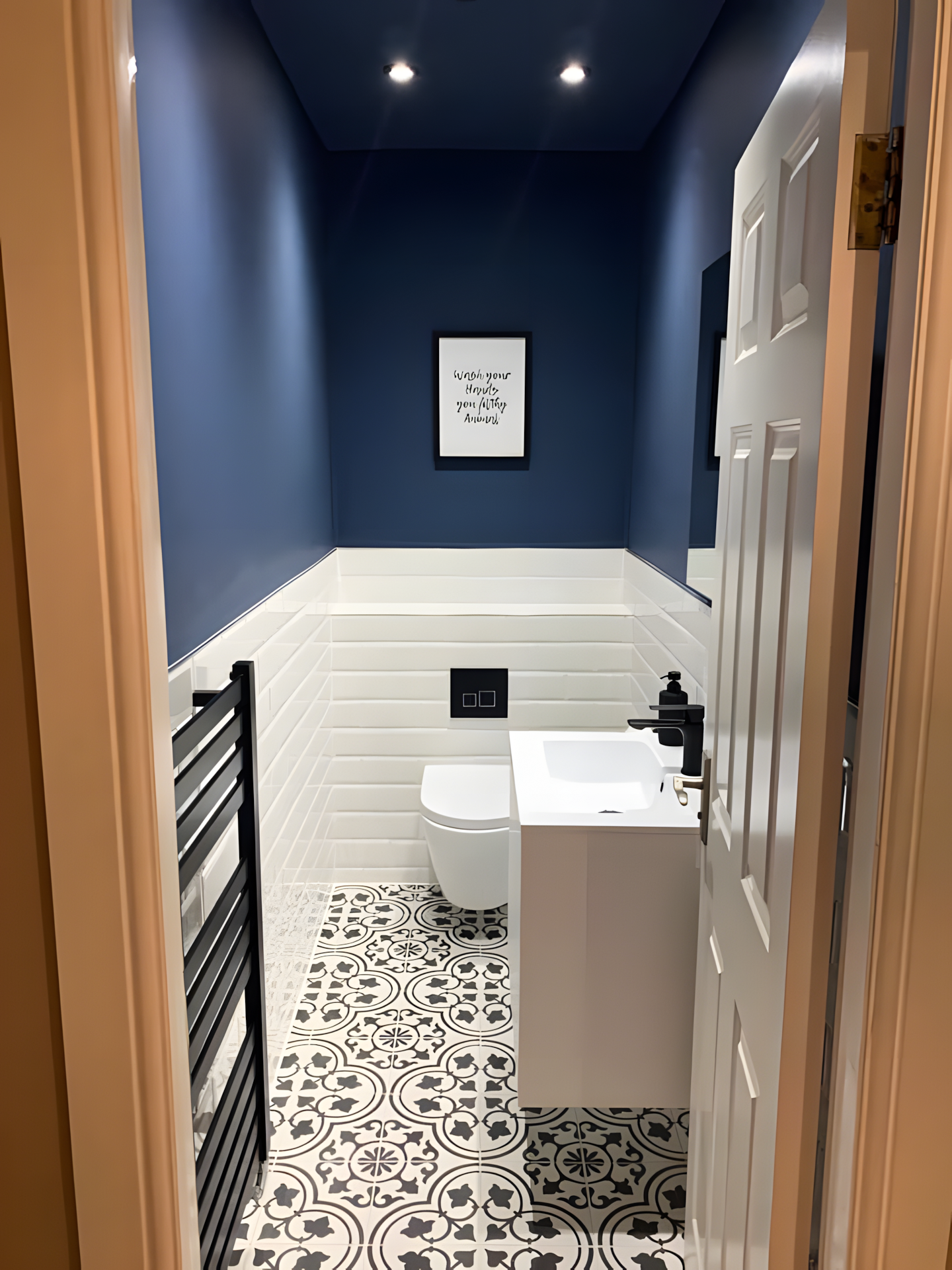 Chic Blue Bathroom with Modern Fixtures | Material Depot