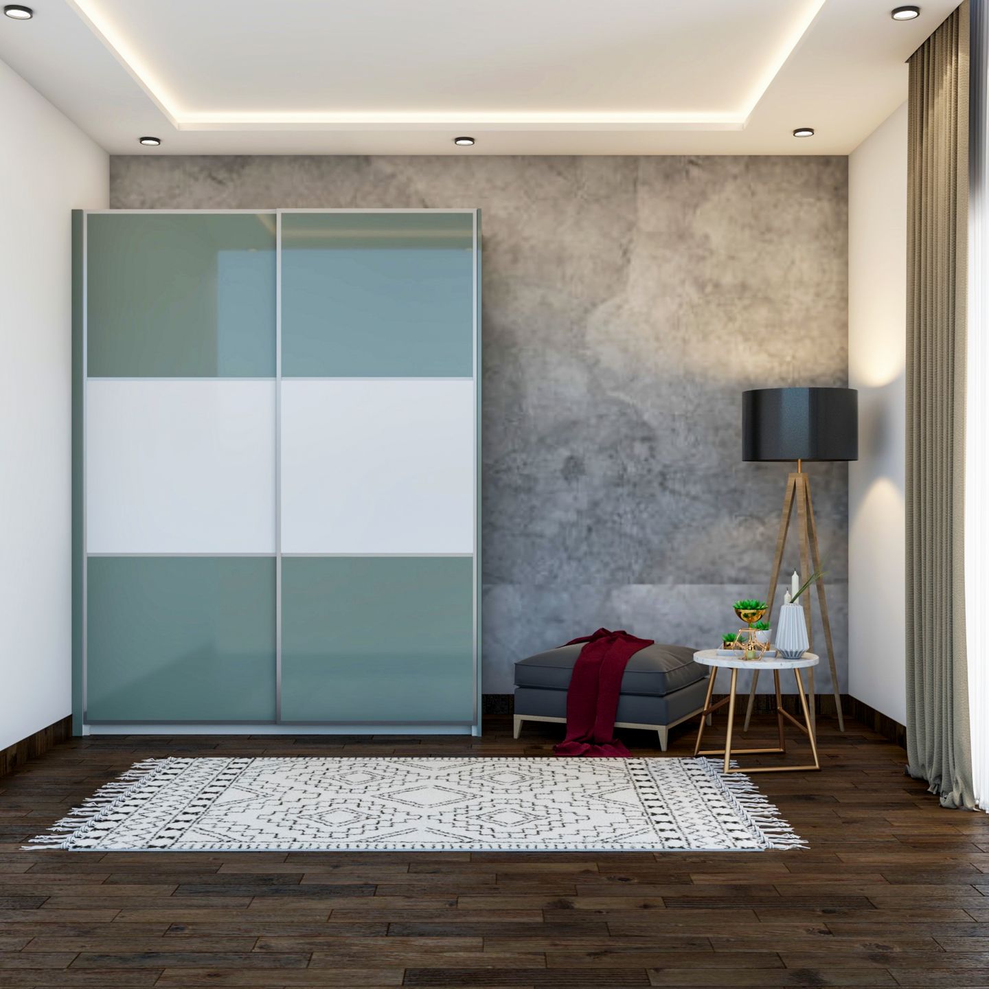 Dual-Toned Modern Wardrobe with Sliding Doors.