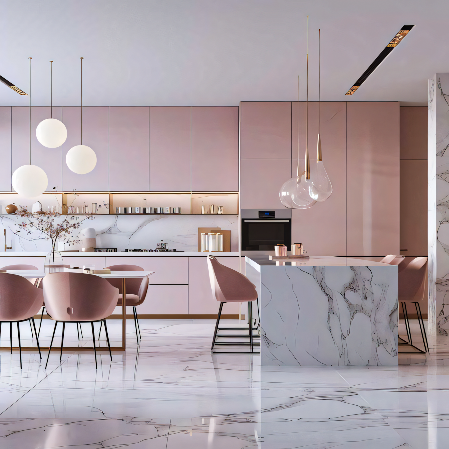 Chic Simplicity: Modern Kitchen with Pink Accents | Material Depot