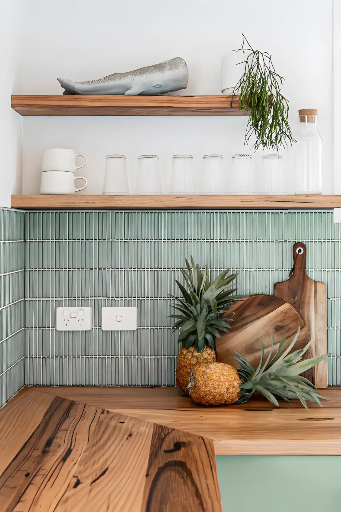 Coastal-Inspired Kitchen with Mint Green Tiles | Material Depot