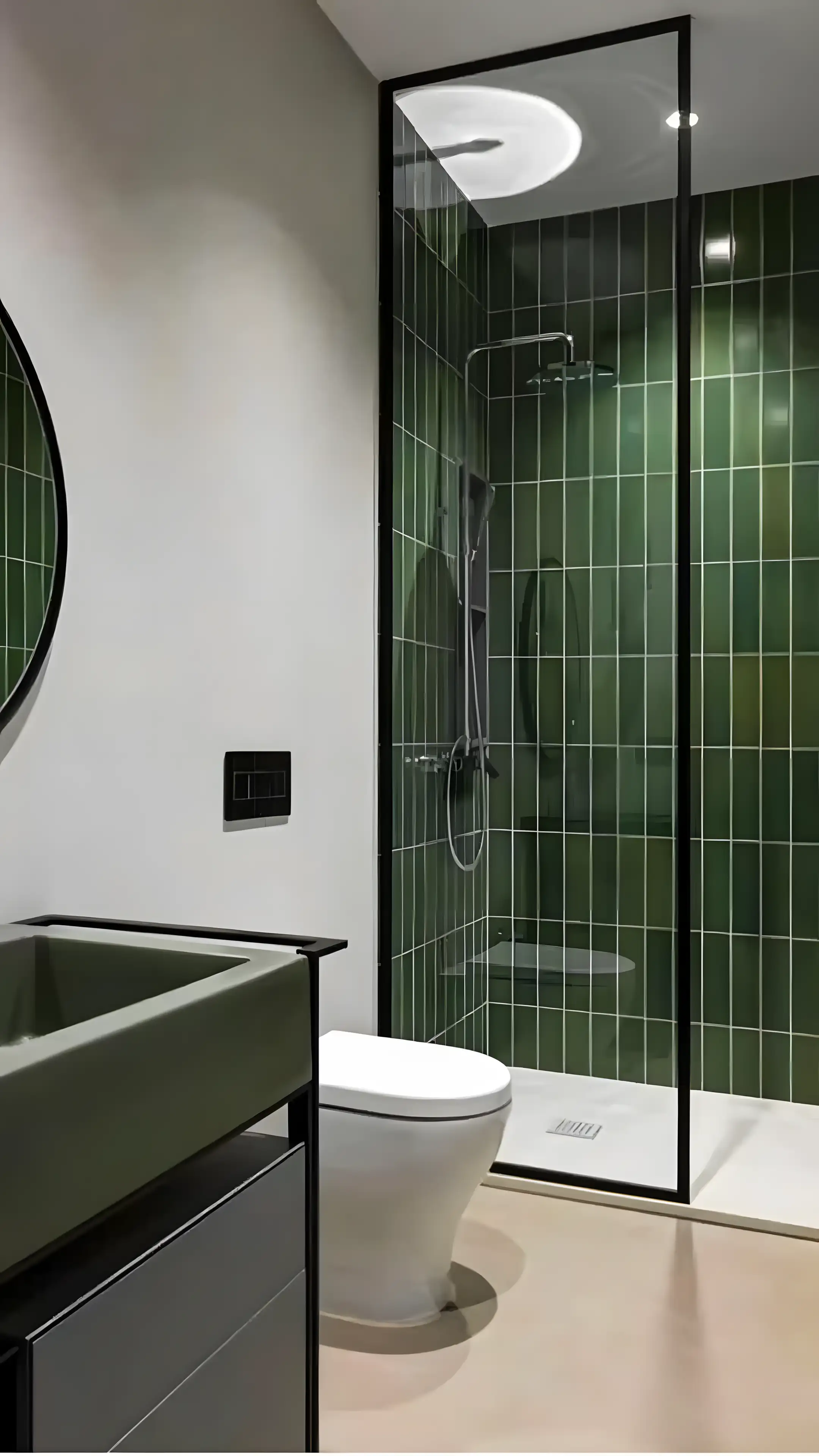 Contemporary Bathroom with Green Accents | Material Depot