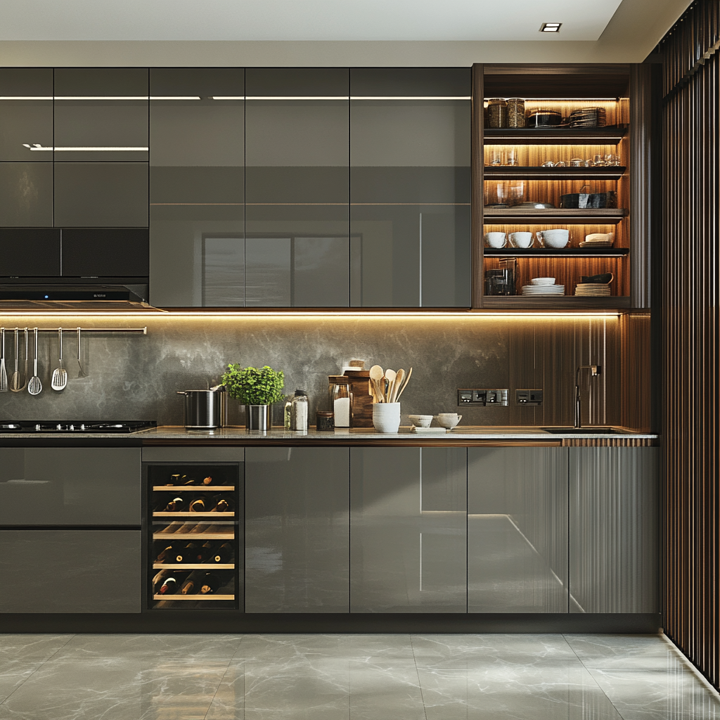 Contemporary Chic: A Masterclass in Minimalist Kitchen Design with Sleek Wood Accents | Material Depot