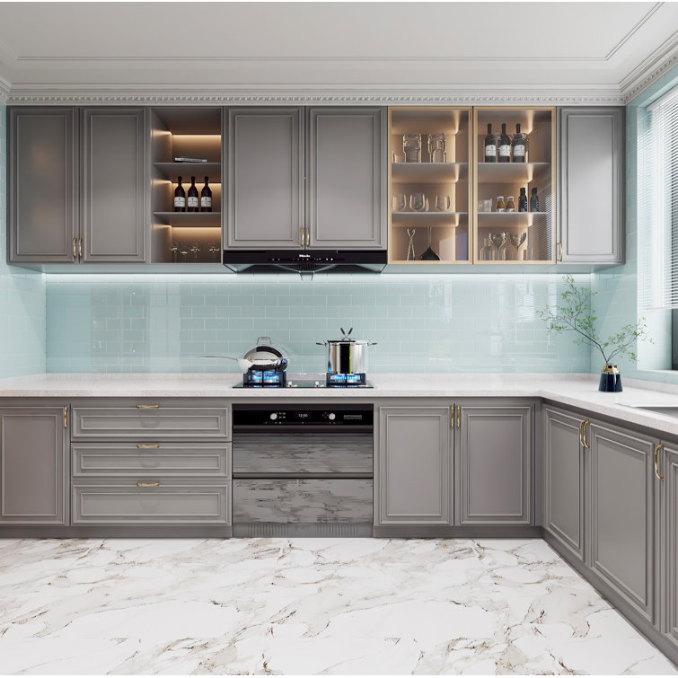 Contemporary Chic White Kitchen with Textured Elegance | Material Depot