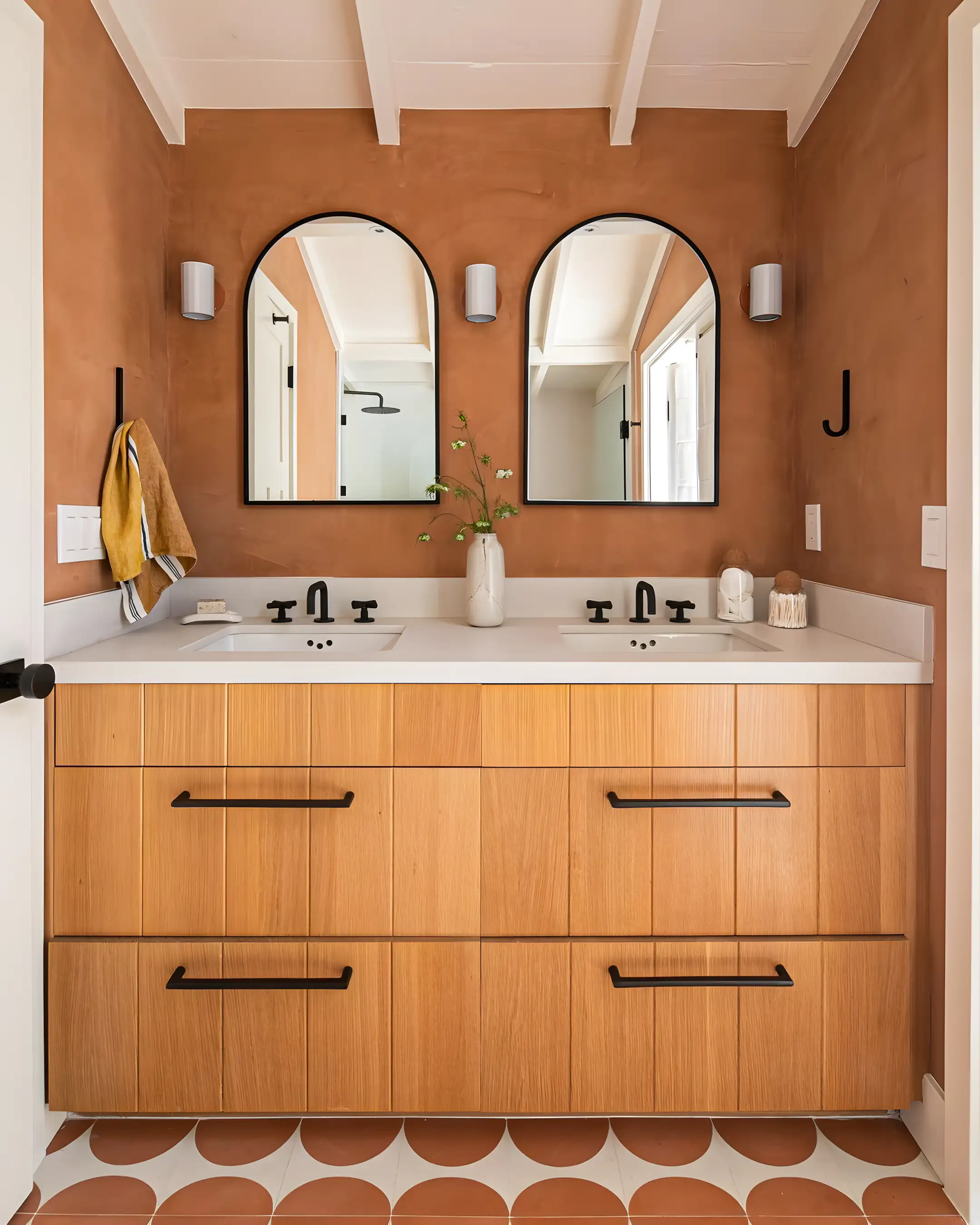 Contemporary Dual-Sink Bathroom with Rustic Charm | Material Depot