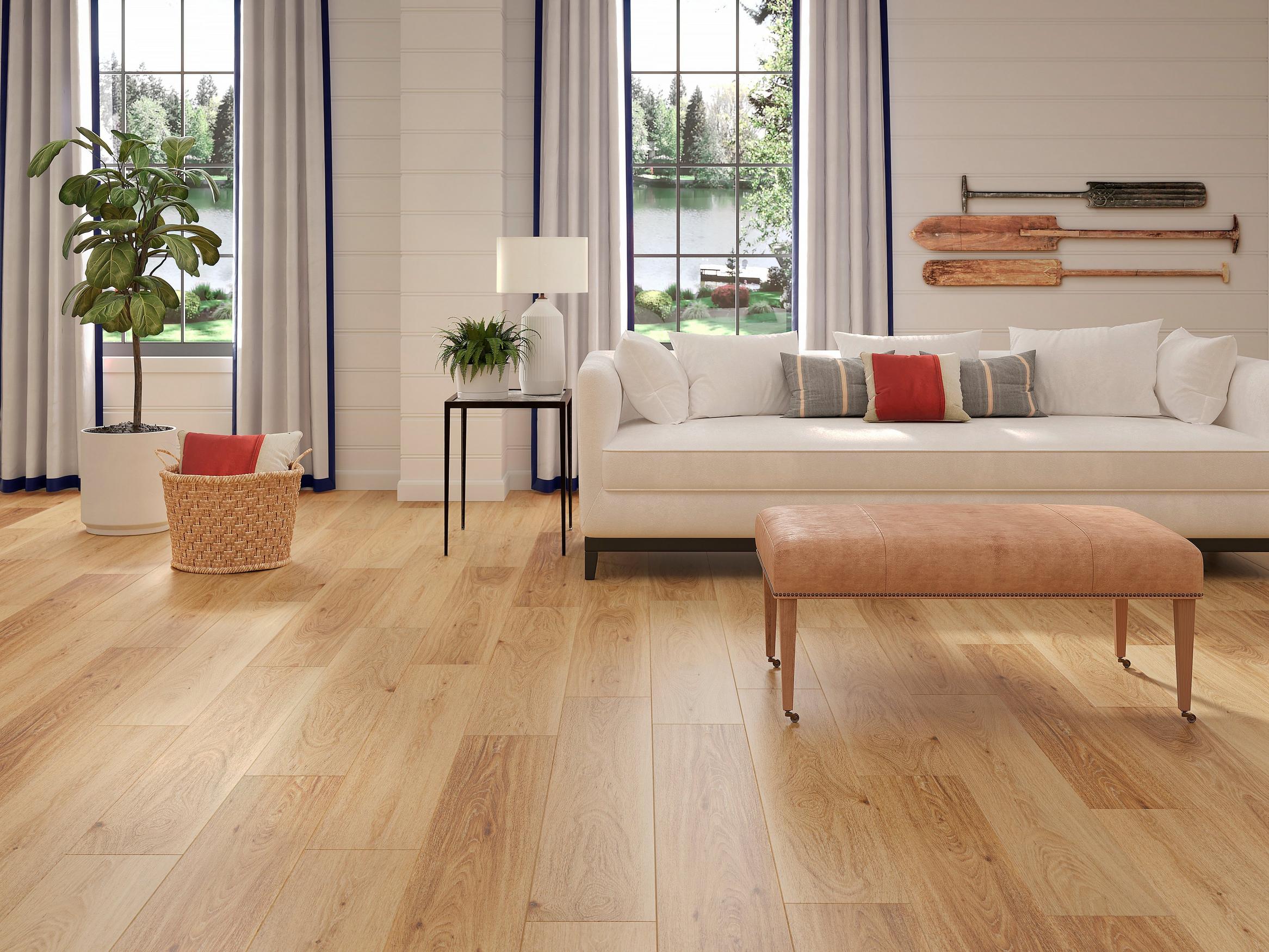 Living room with wooden floor and indoor plant