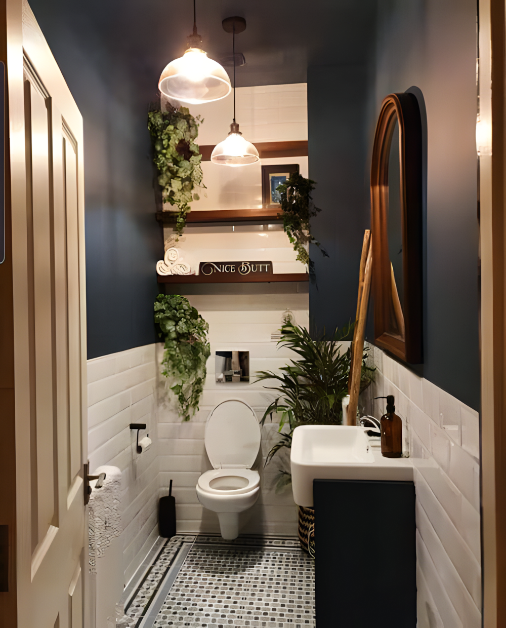 Cozy Blue Bathroom with Rustic Decor | Material Depot