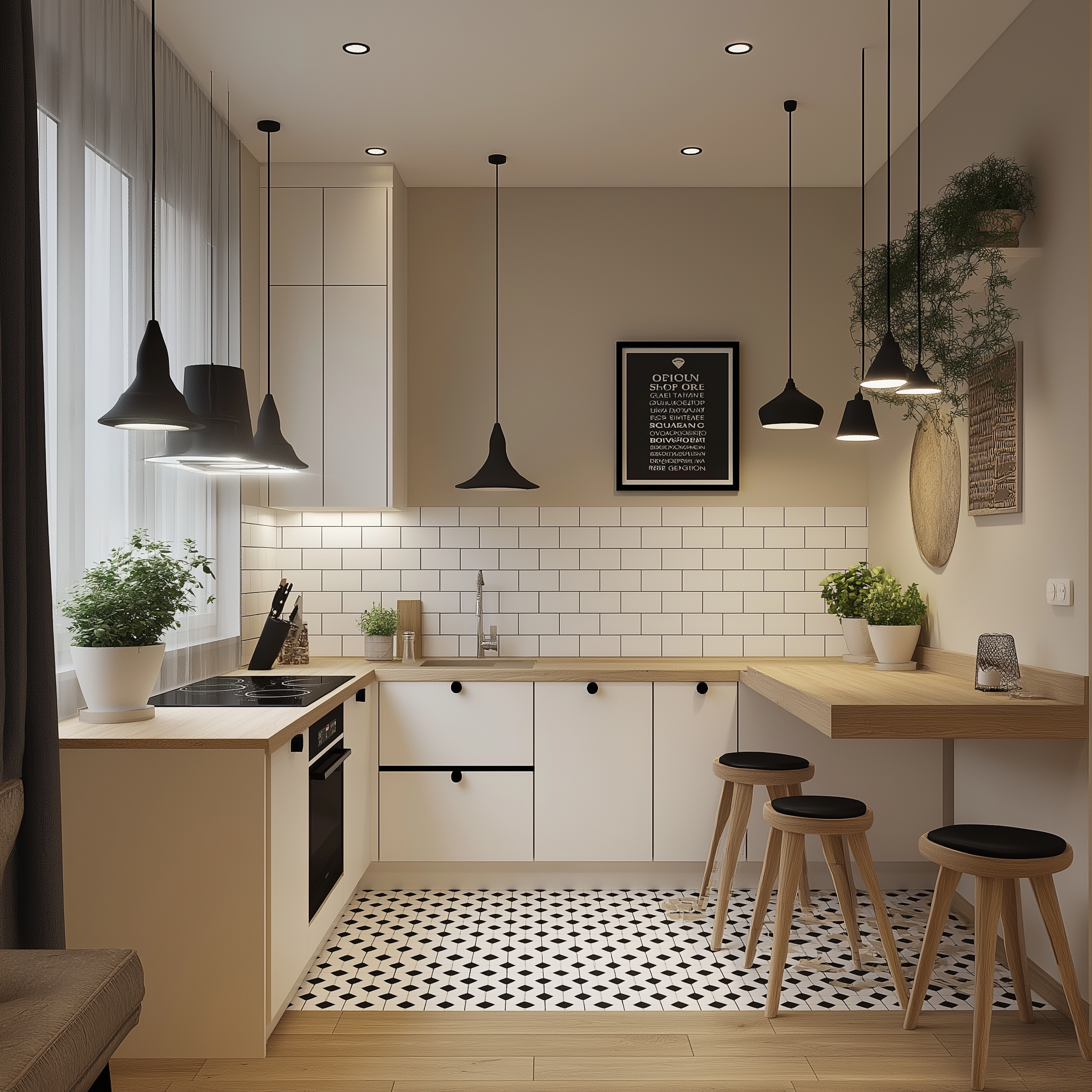 Cozy Kitchen with Subway Tiles and Light Wooden Countertops | Material Depot