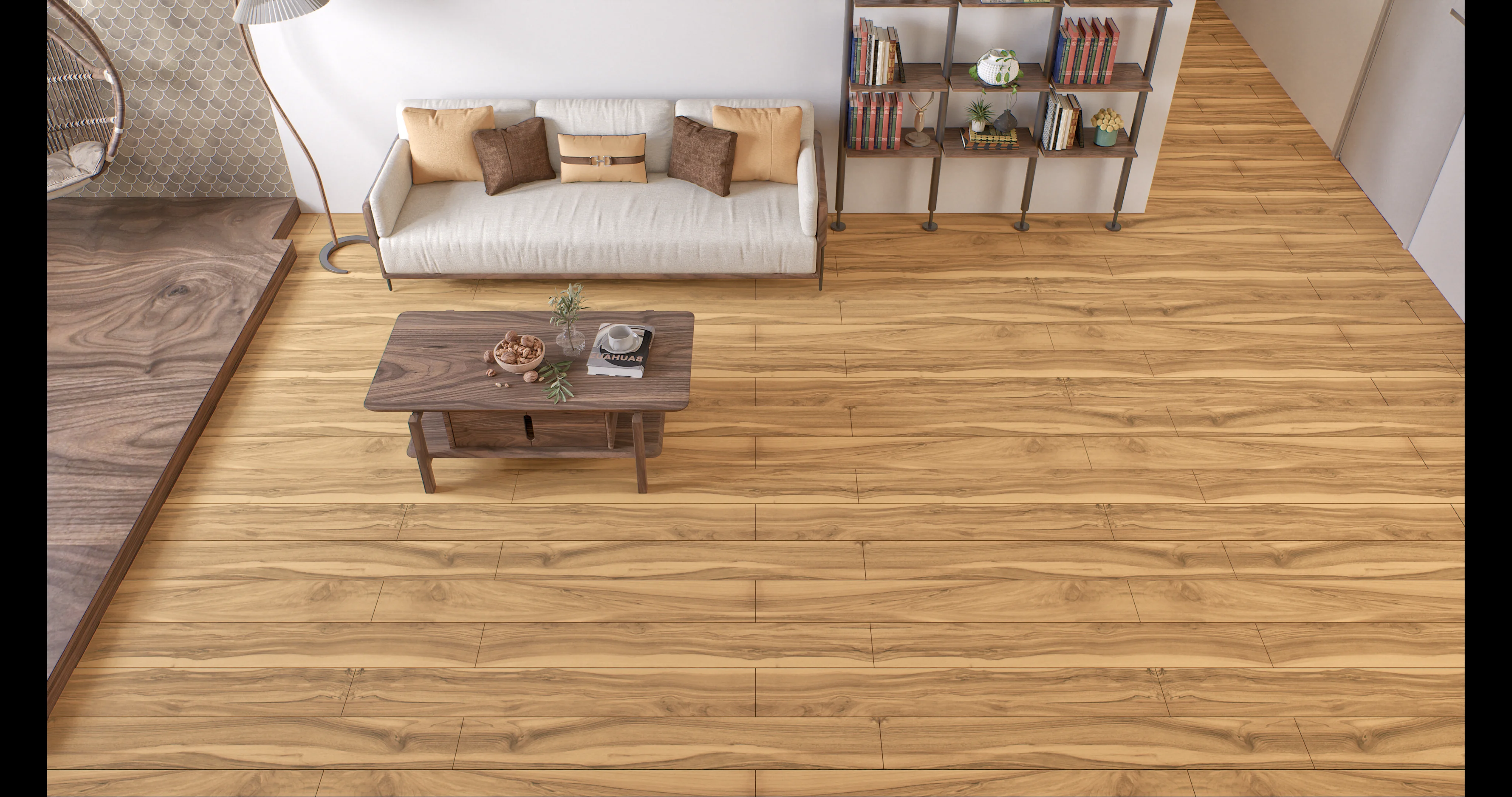 Cozy Living Room with Light Golden Oak Flooring | Material Depot