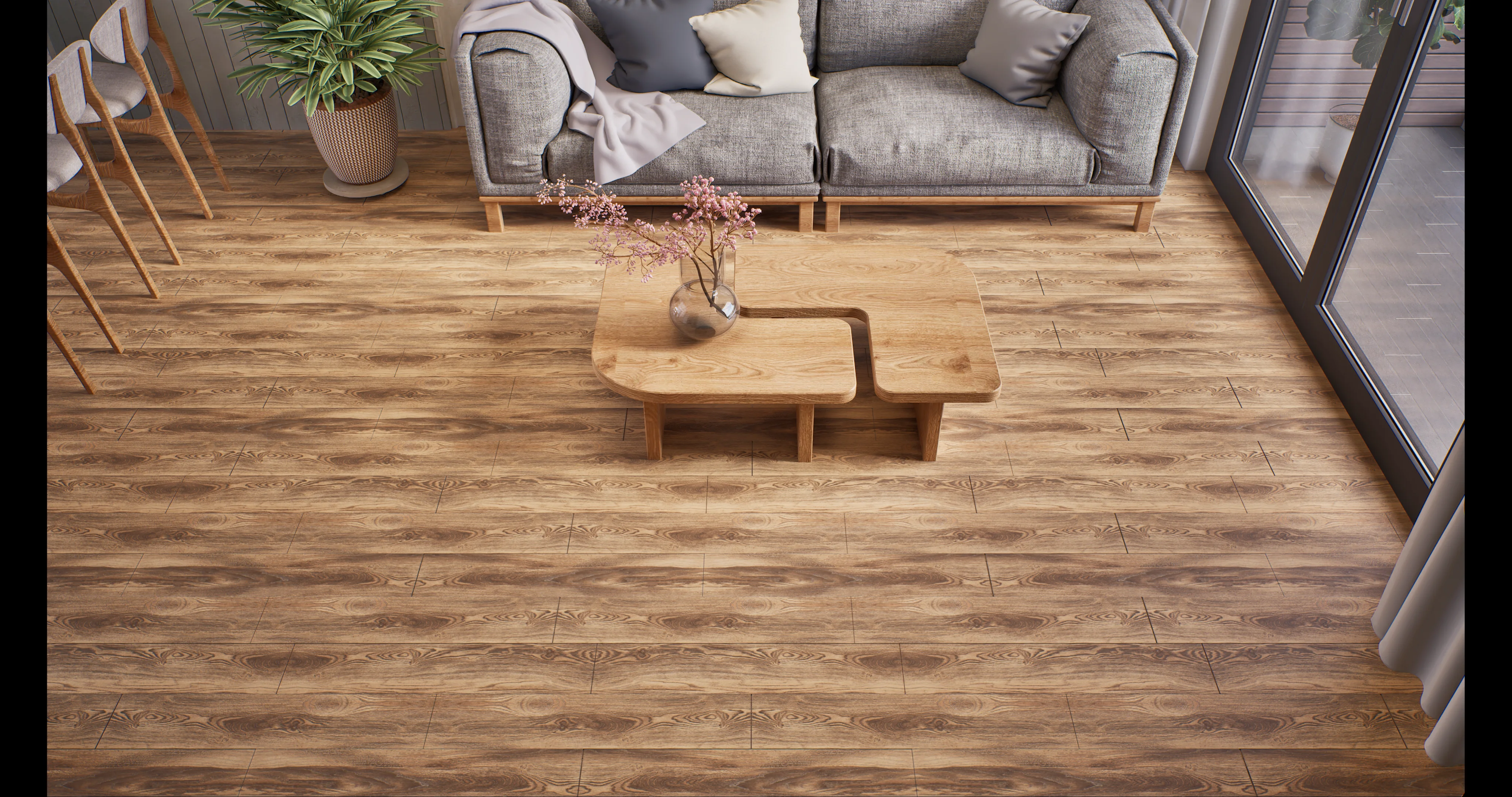 Cozy Living Room with Natural Oak Wood Flooring | Material Depot