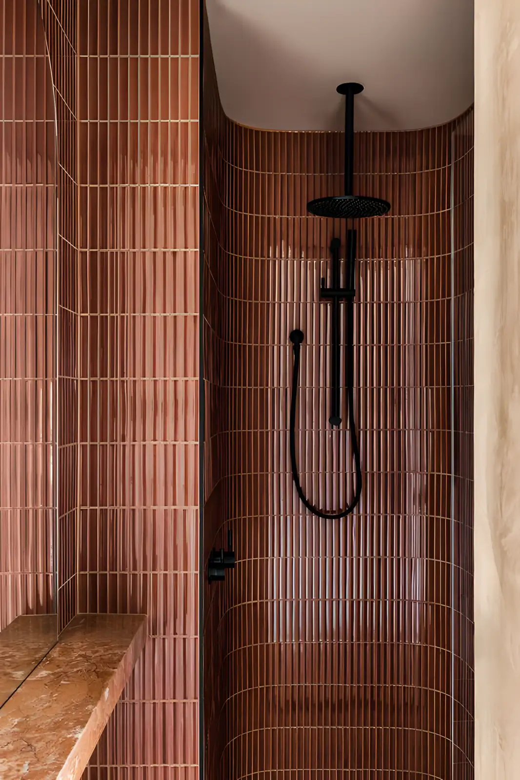 Curved Terracotta Shower Space | Material Depot