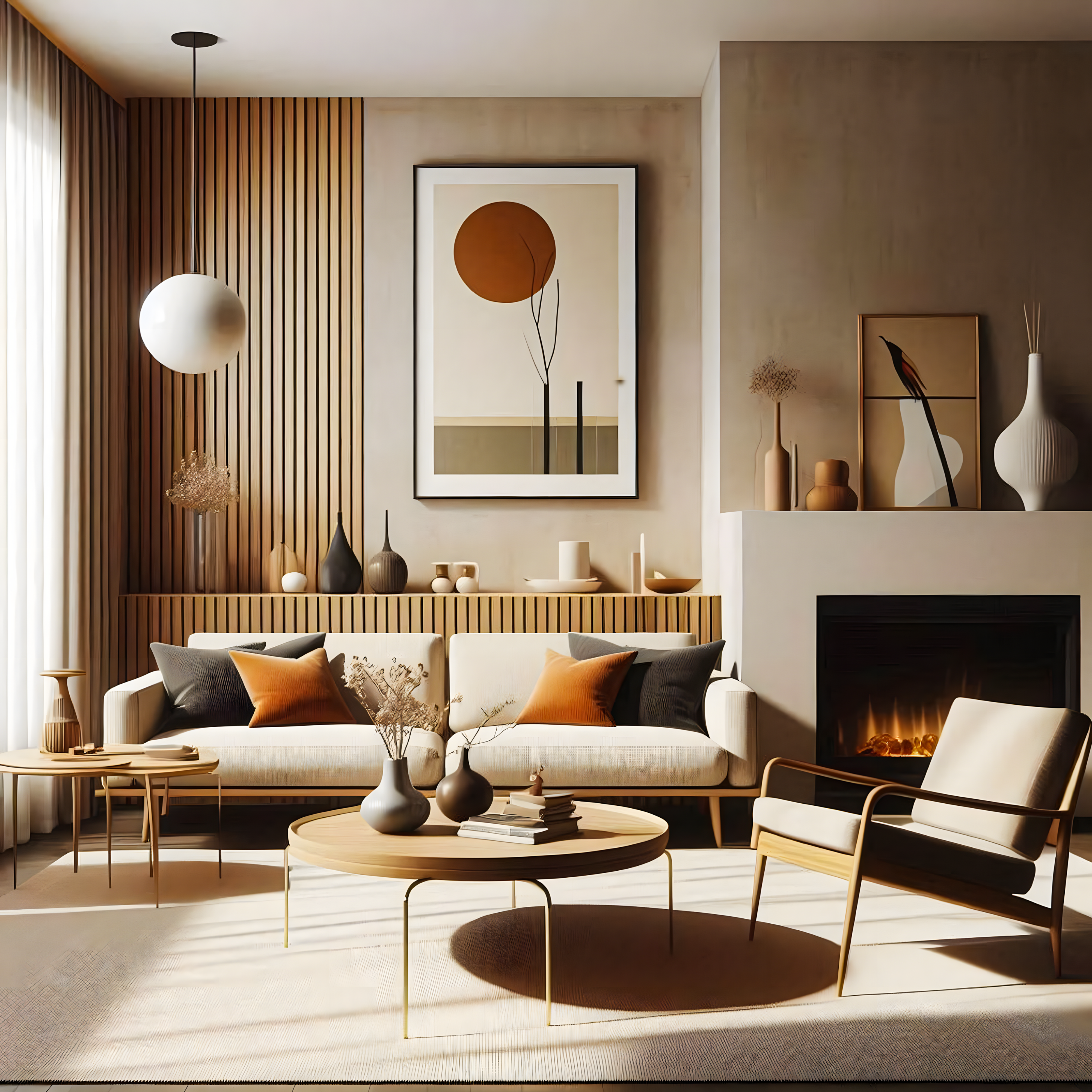 Earthy Elegance: A Modern Living Room with Natural Elements | Material Depot