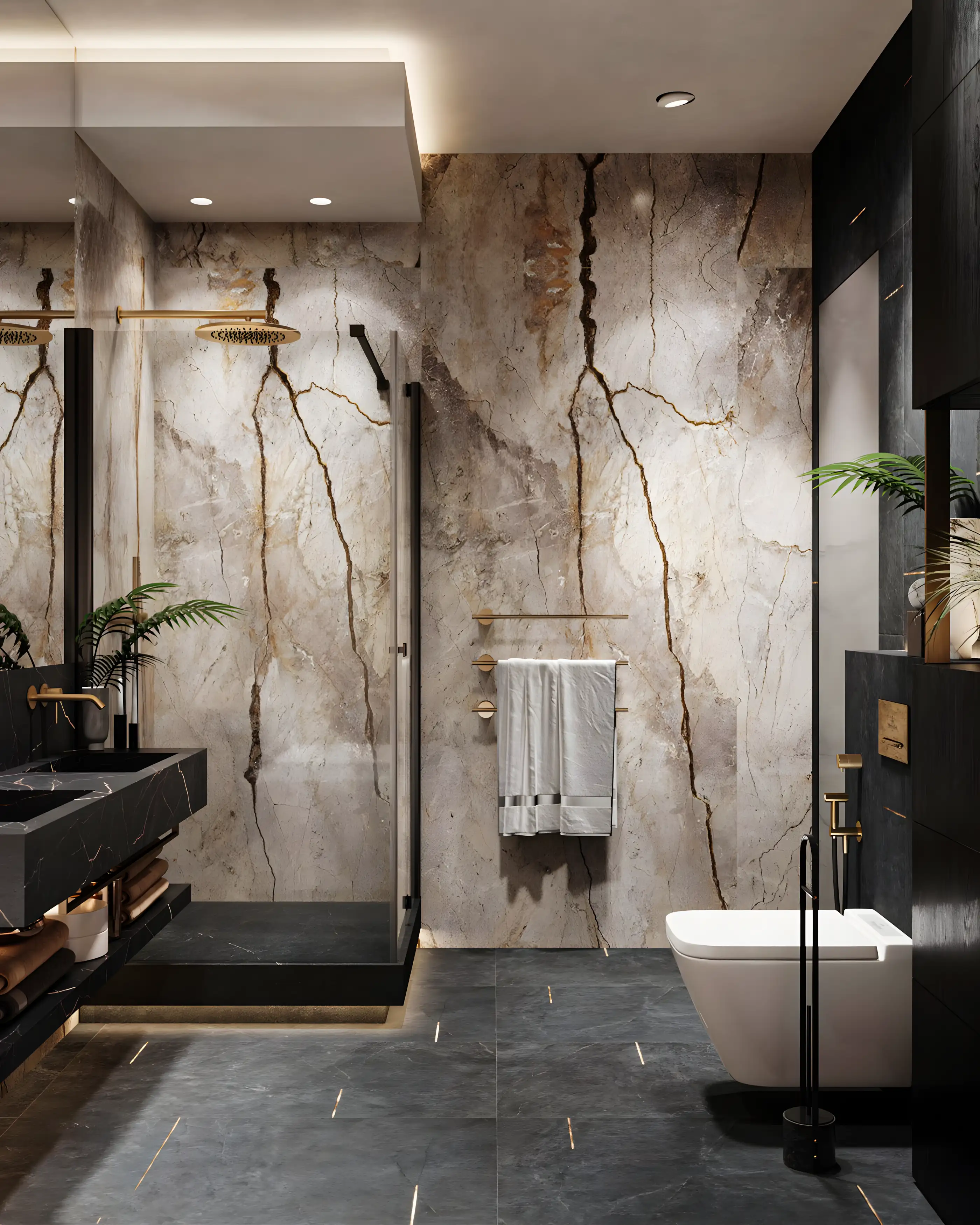 Elegant Black And Gold Bathroom | Material Depot