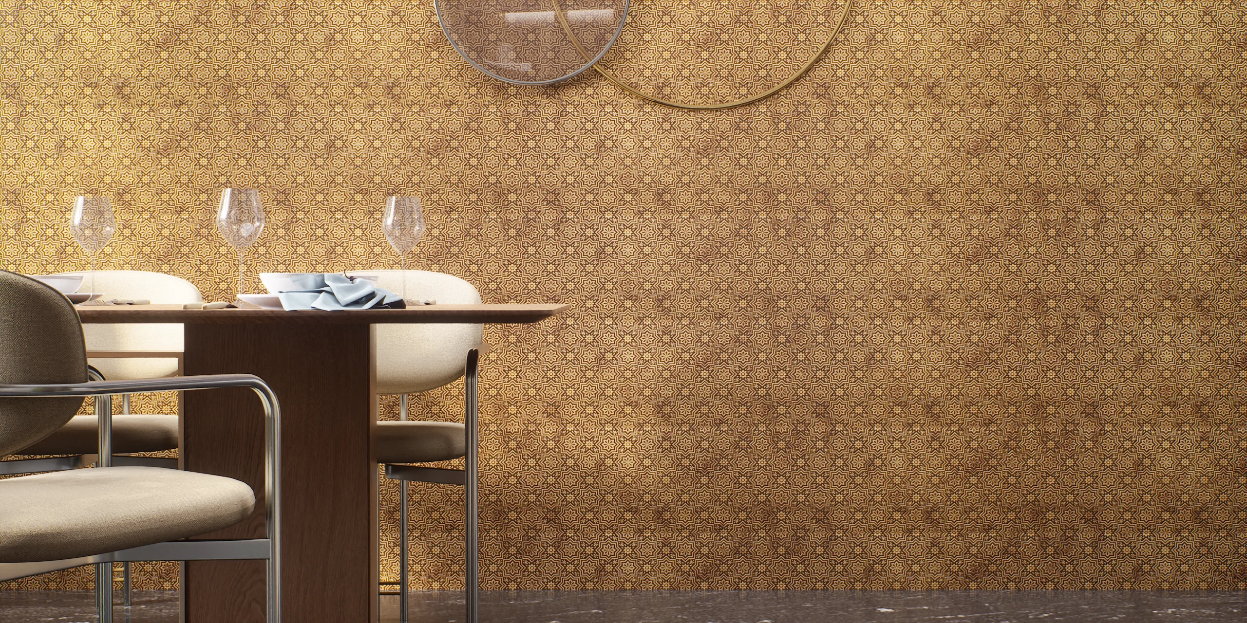 Elegant Dining Room with Geometric Wall Paneling | Material Depot