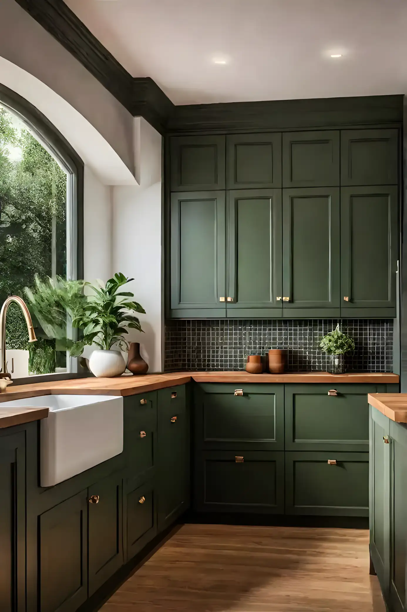 Elegant Forest Retreat: A Lush Green Kitchen | Material Depot