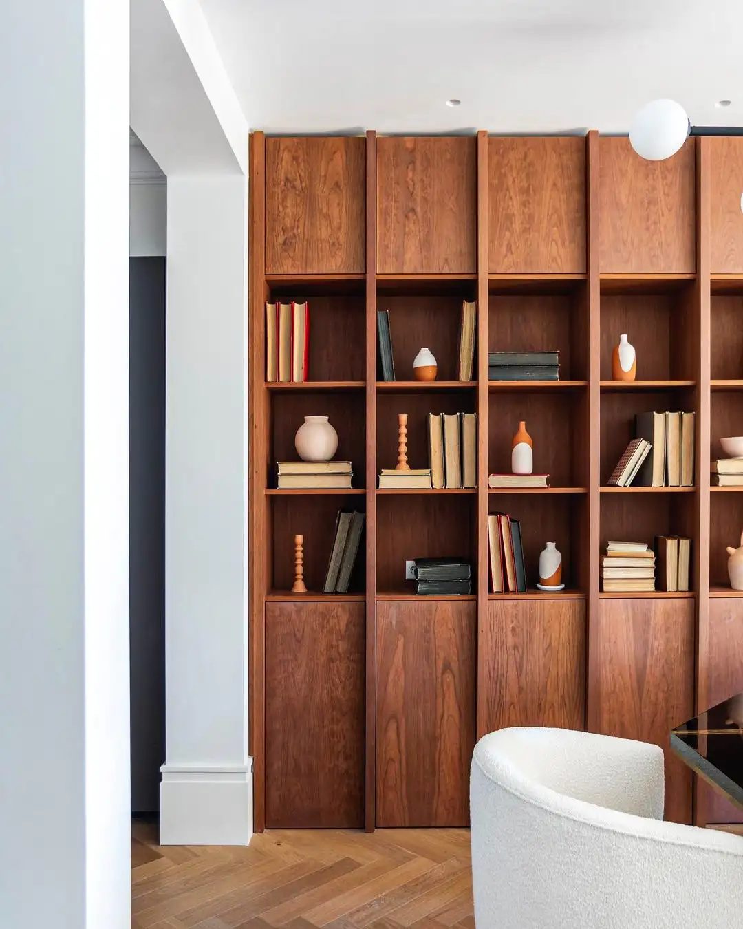 Elegant Minimalism with Warm Wooden Bookshelves | Material Depot