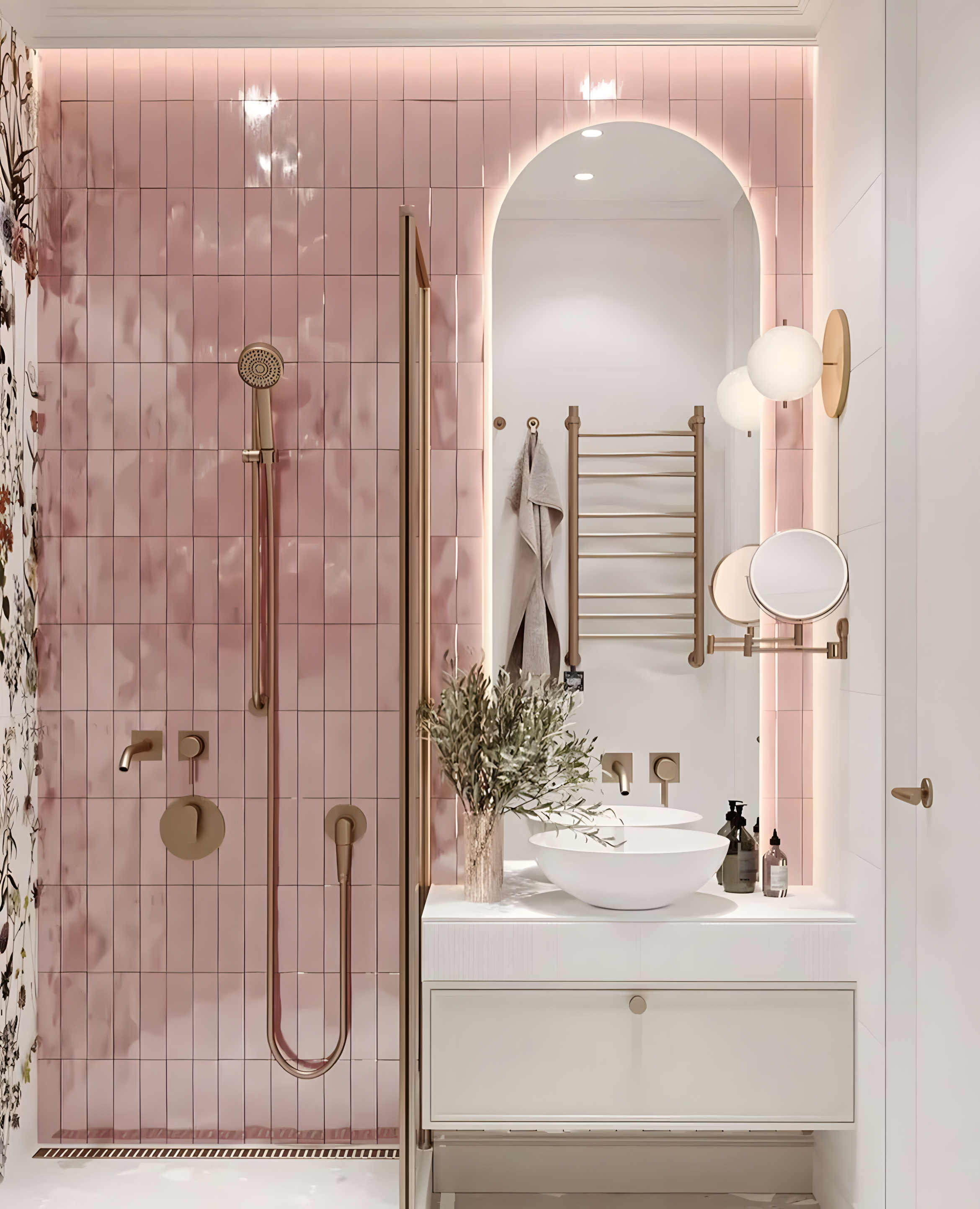 Elegant Pink-Tiled Bathroom Interior | Material Depot