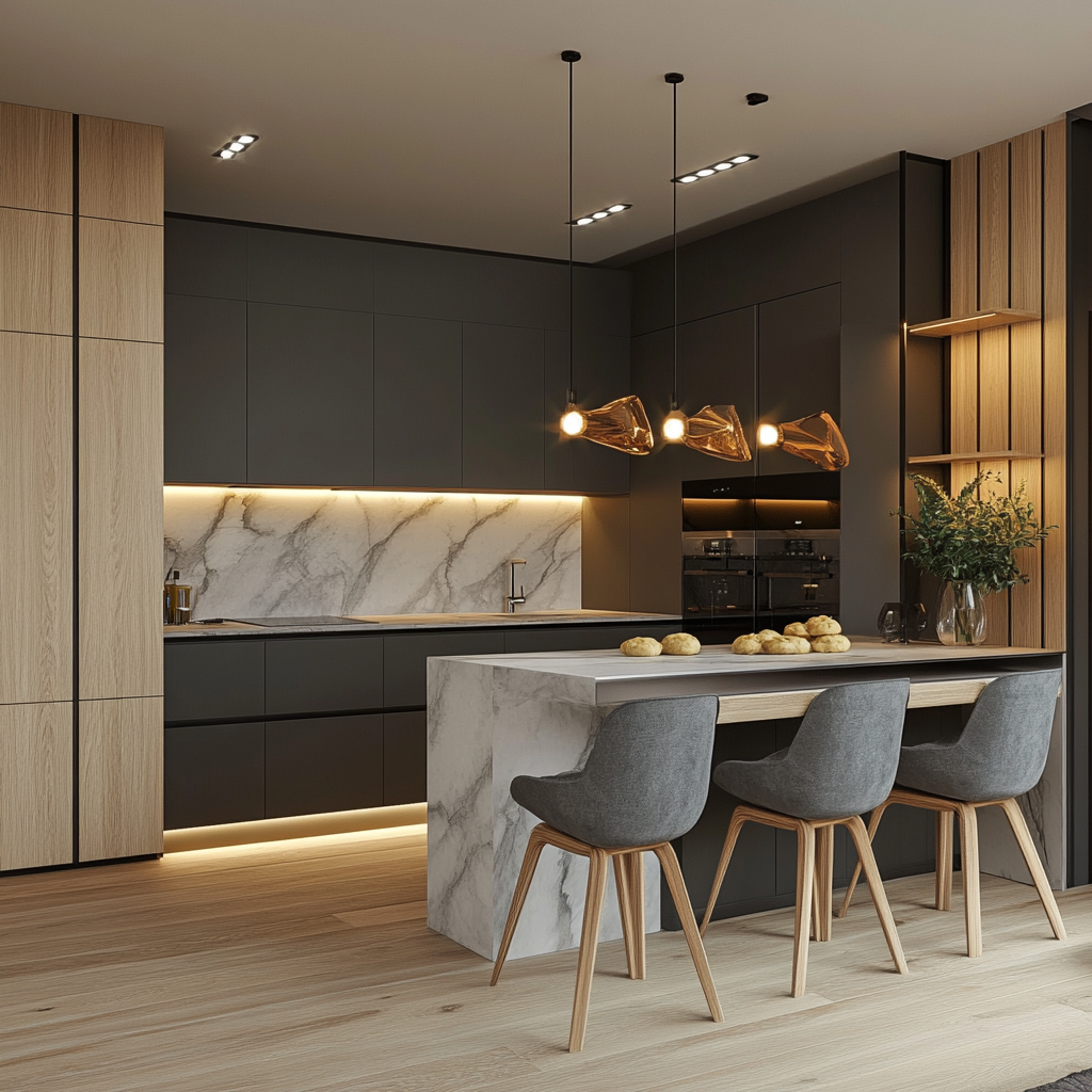 Elegant Simplicity Meets Modern Luxury in Spacious Kitchen and Dining Design | Material Depot