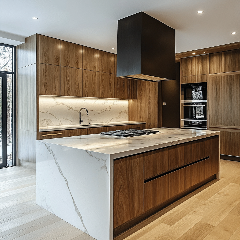 Elegant Urban Kitchen with Sleek Marble Highlights | Material Depot