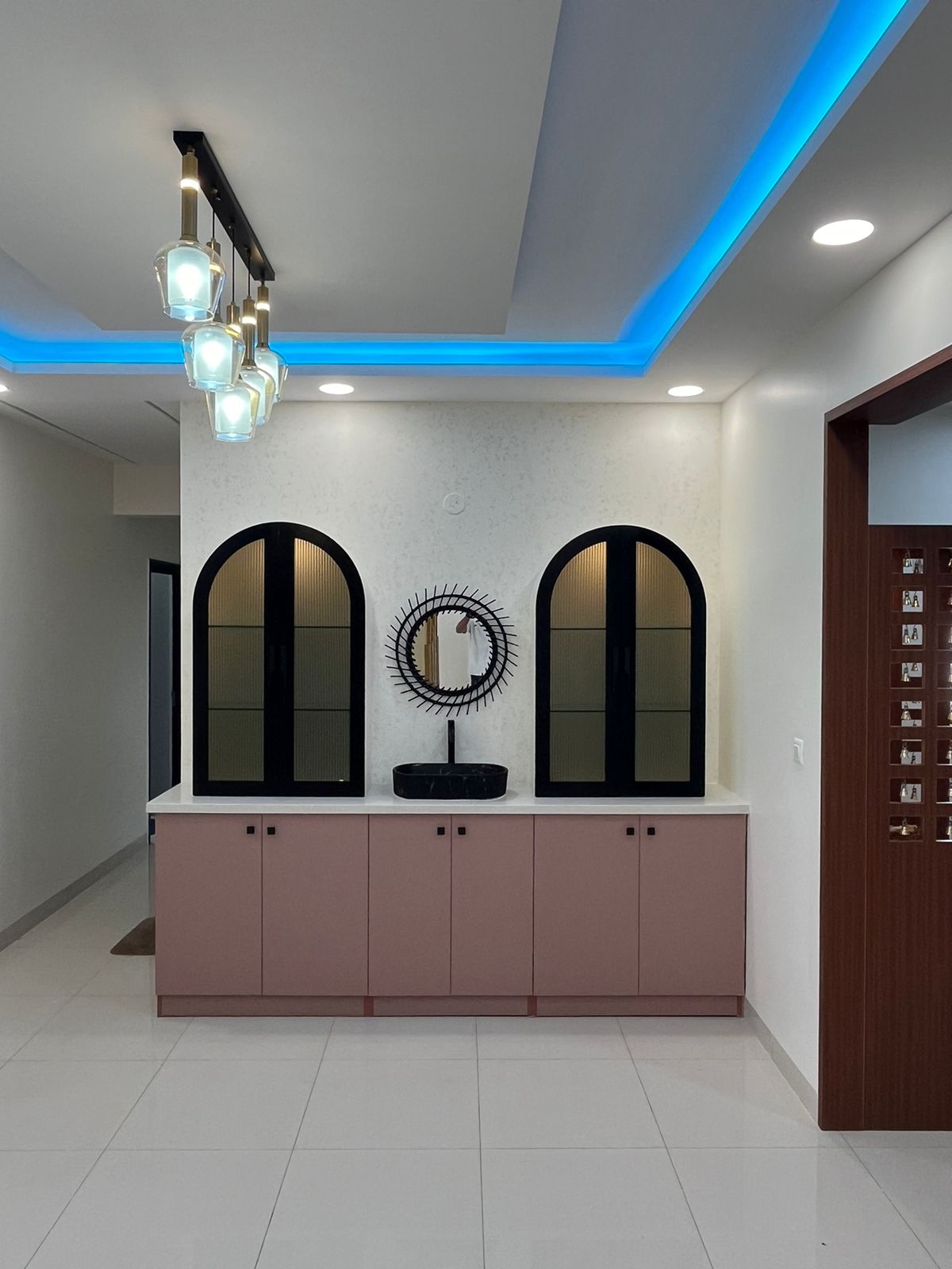 Elegant Vanity Area with Modern Lighting in Bengaluru | Material Depot