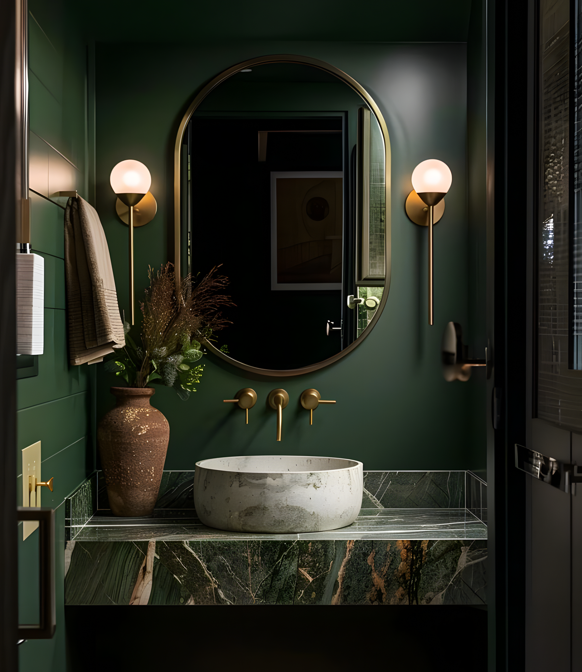 Emerald Elegance: A Sophisticated Powder Room | Material Depot