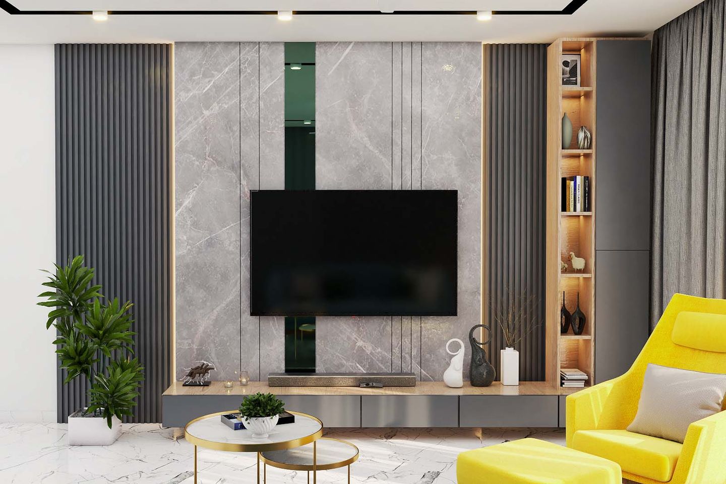 Luxurious Grey Marble Media Unit